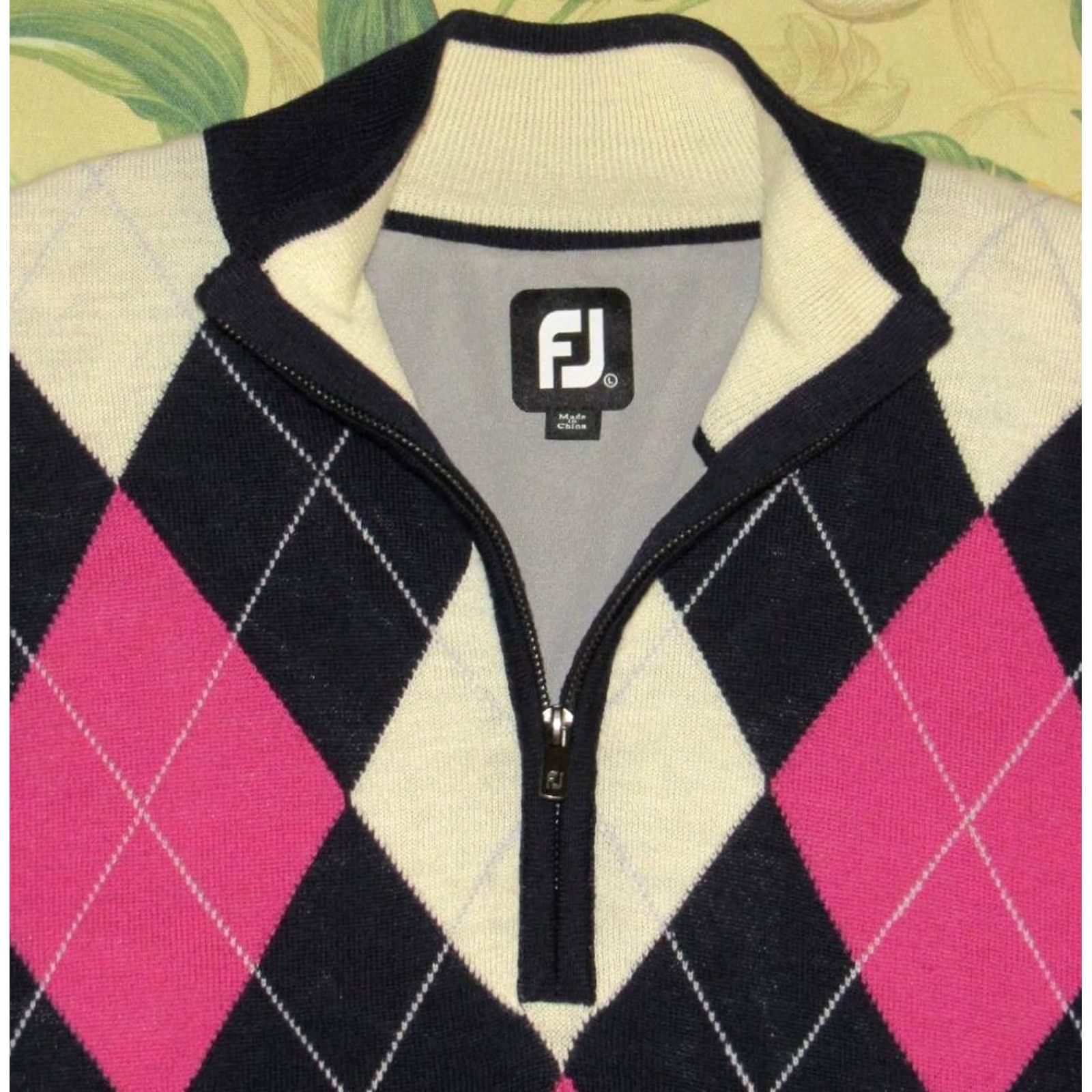 Footjoy FOOTJOY Navy Blue Wool Lined Argyle Sweater Dunwoody Country Club Large Size US L / EU 52-54 / 3 - 2 Thumbnail