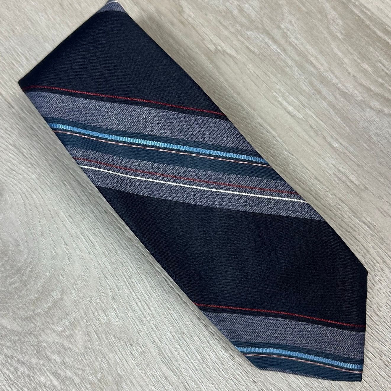 Other Vintage BDF Navy Blue Red Diagonal Stripe Tie Size ONE SIZE - 1 Thumbnail