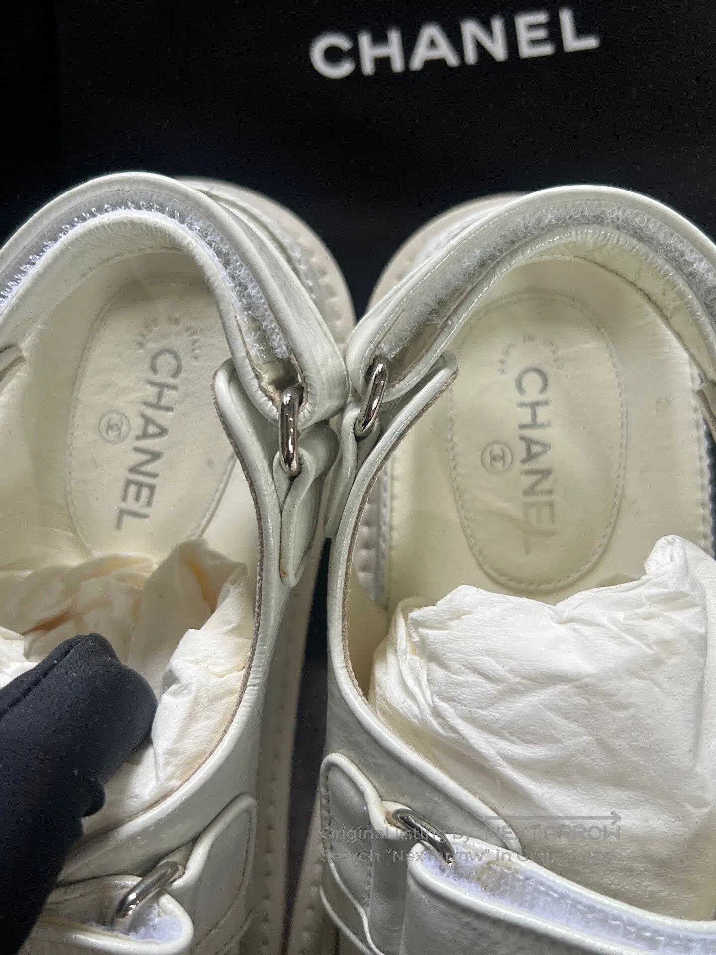 Chanel Chanel White Velcro Sandals| Size US 5 / IT 35 - 6 Thumbnail