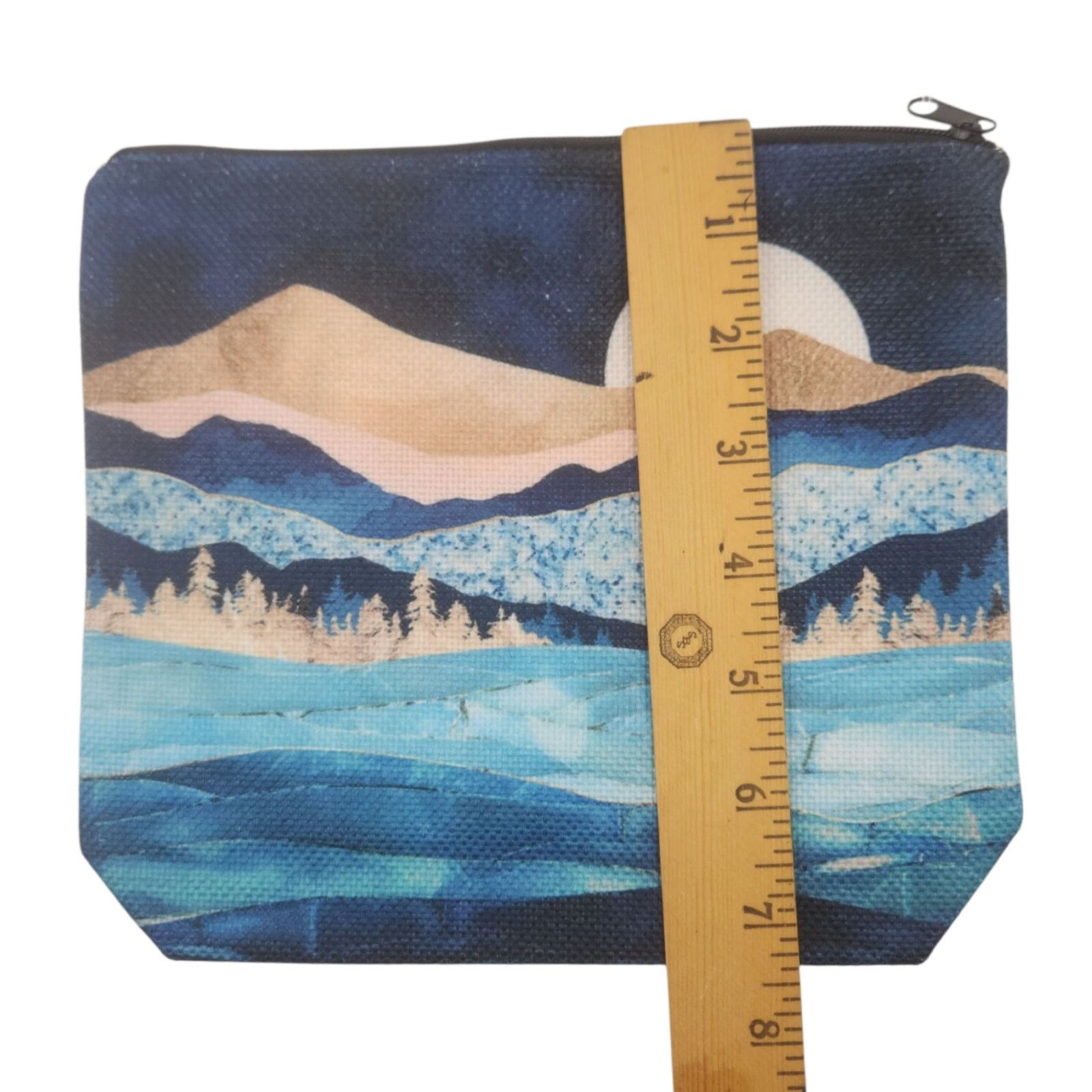 Other Mountain Landscape Zipper Cosmetic Pouch - Blue Makeup Bag Size ONE SIZE - 6 Thumbnail