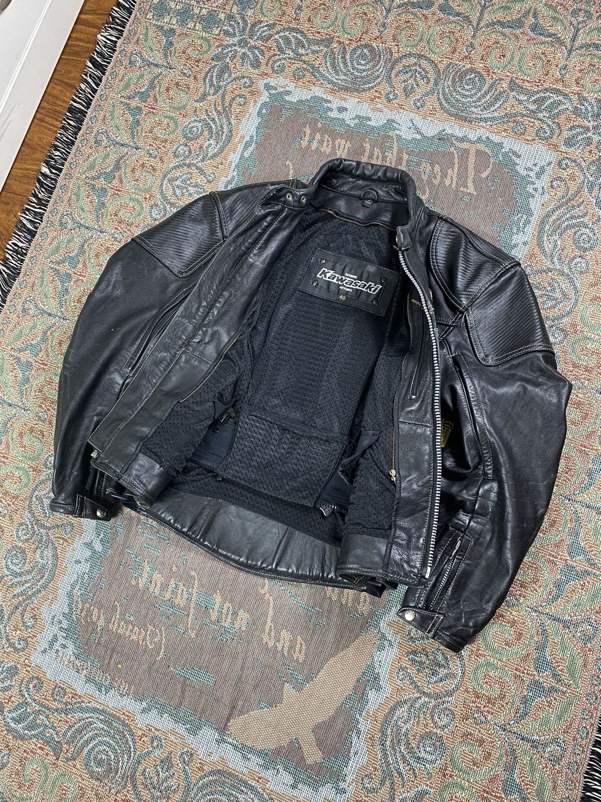 Vintage Kawasaki (Biker) Padded Leather Jacket Size US S / EU 44-46 / 1 - 13 Thumbnail