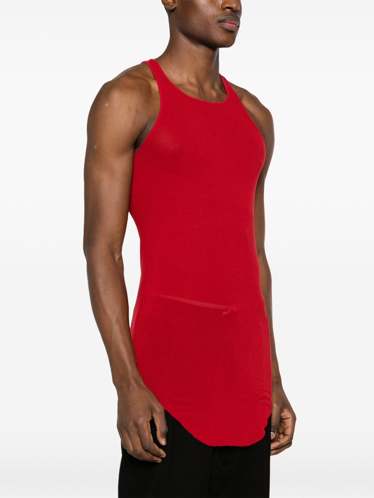 image of Rick Owens Red Ribbed Tank Top Mainline Ss17 Walrus, Men's (Size XS)