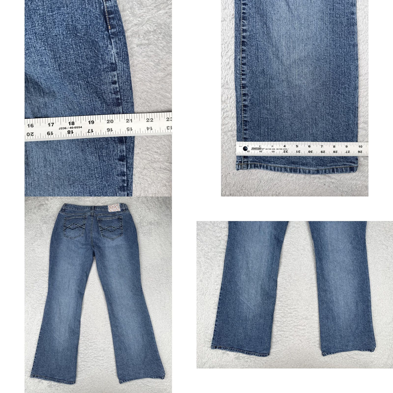 Denime Duplex Jeans Womens 14 Blue Bootcut Mid Rise Denim Embroidered Studded 31x31 Jeans Women's Blue Bootcut 31 Inseam Casual Everyday Denim Size 36" / US 14 / IT 50 - 9 Thumbnail