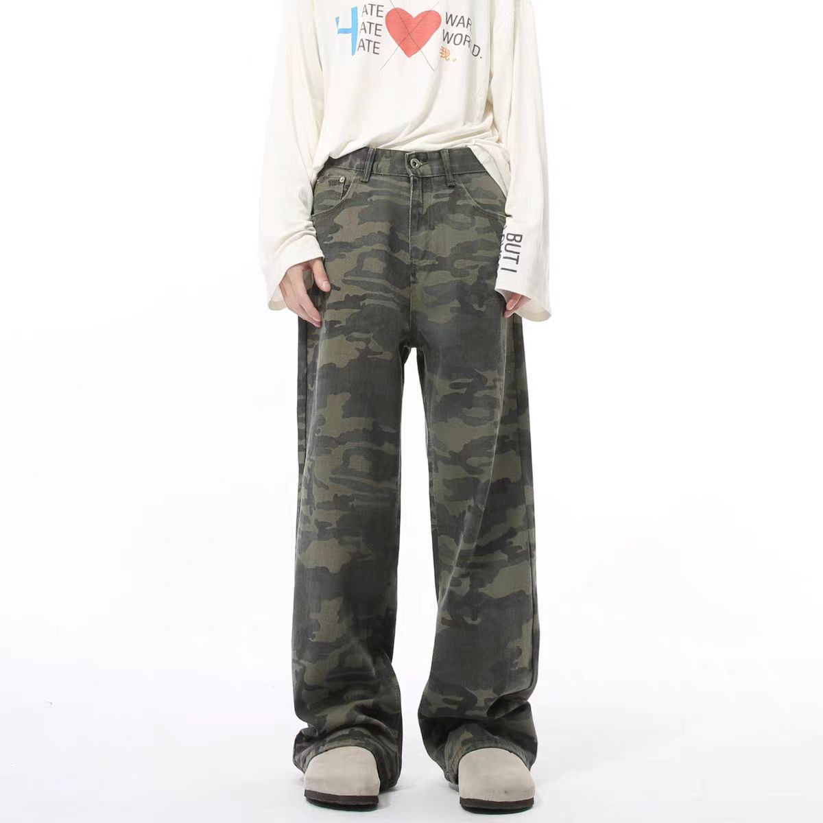 Japanese Brand × Jean Straight leg vintage camo baggy wash jeans Size US 30 / EU 46 - 2 Thumbnail
