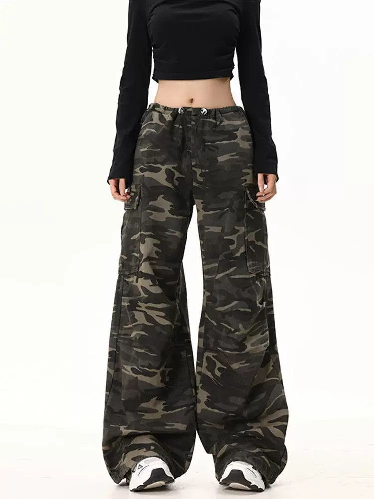 Jean Camouflage street loose straight cargo drawstring trousers Size US 32 / EU 48 - 1 Thumbnail