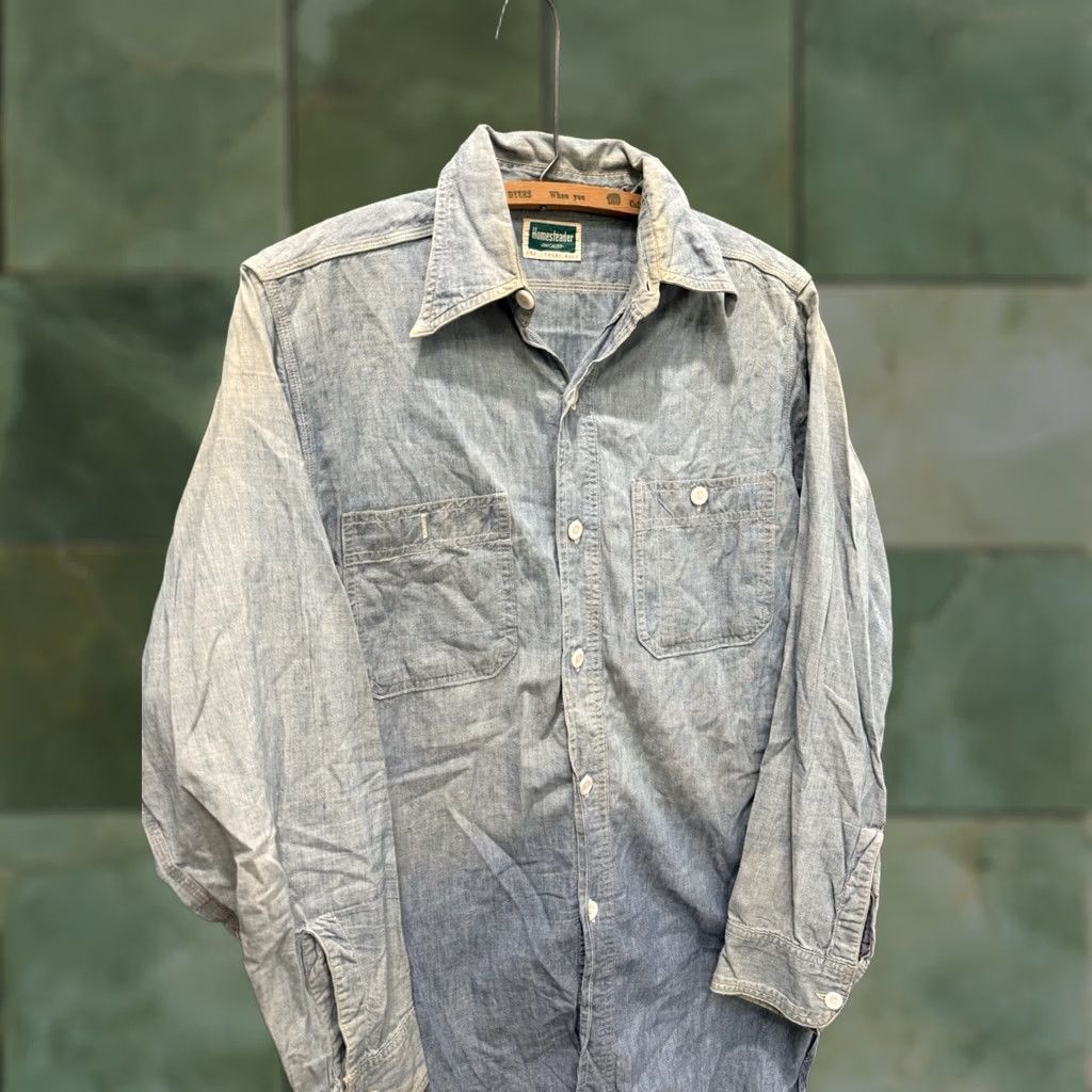 Vintage VINTAGE Homesteader Shirt Mens Large 1940s Sanforized Chambray Cotton Button Up Size L Size US L / EU 52-54 / 3 - 1 Thumbnail