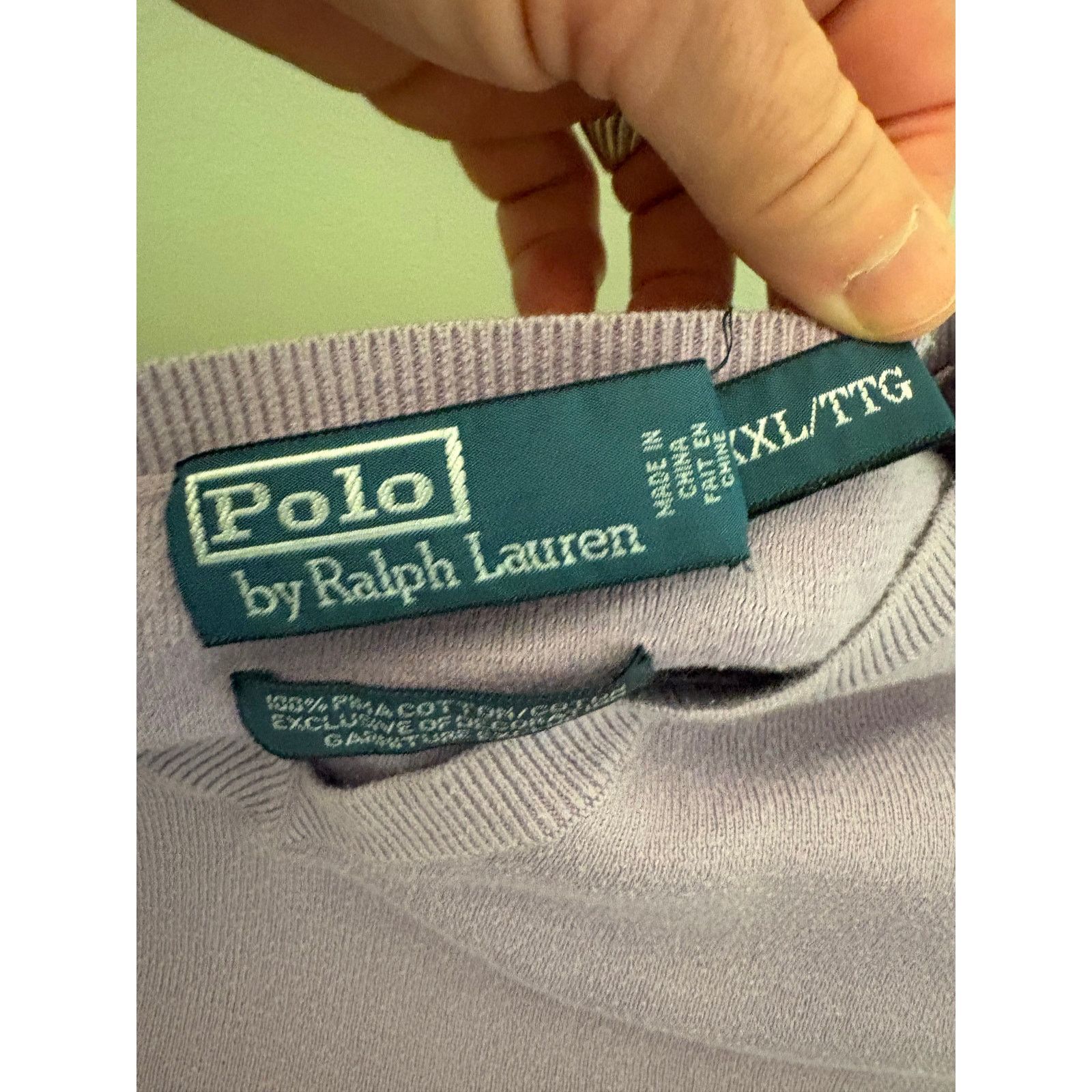 Polo Ralph Lauren Vintage Polo Ralph Lauren Light Purple V-neck Sweater. XXL Size US XXL / EU 58 / 5 - 2 Thumbnail