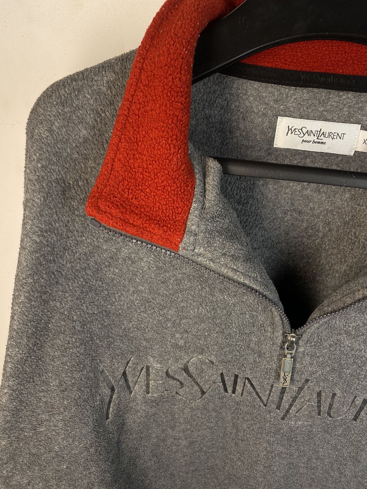 Yves Saint Laurent Fleece YSL Sweatshirt 1/4 Quarter Zip Logo Vintage Sweater Size US XL / EU 56 / 4 - 22 Thumbnail