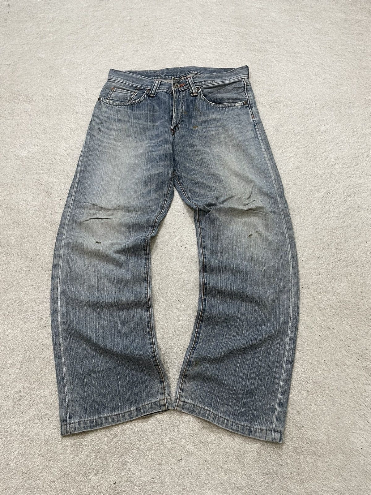 Japanese Brand 2000s Diesel Ripped Denim Washed Jeans Loose Fit Y2K Size US 32 / EU 48 - 1 Thumbnail