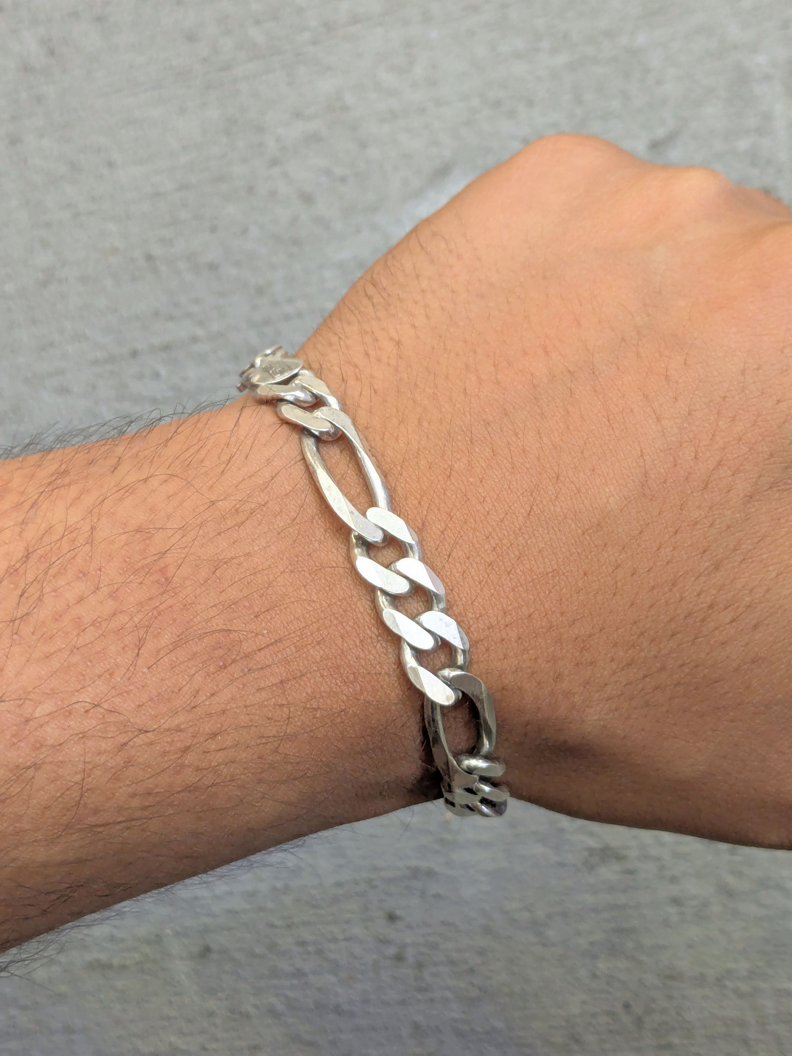 Other Sterling Silver Bracelet 8" Figaro Link Chain Biker Punk Size ONE SIZE - 11 Thumbnail