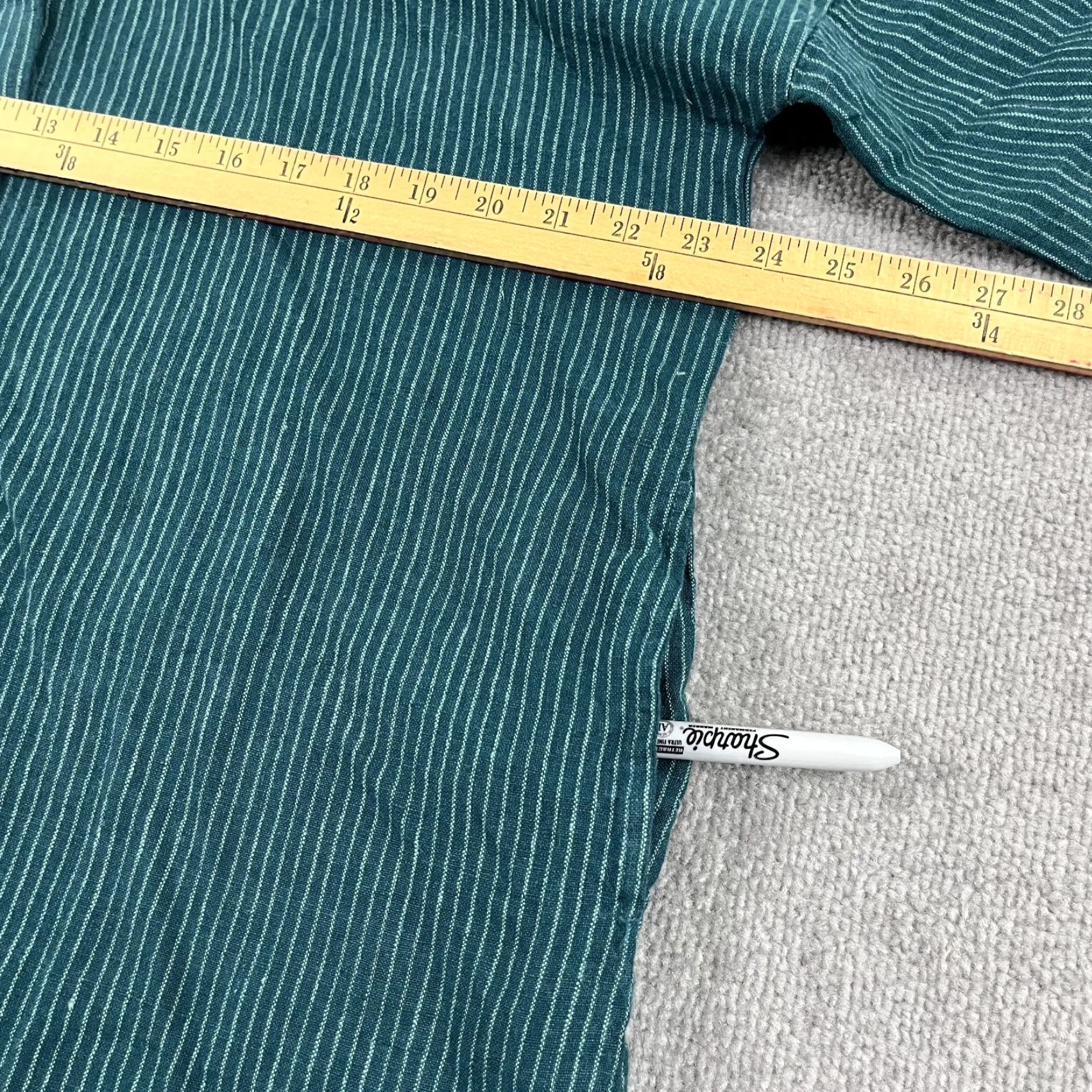 Vintage Gudrun Sjoden Button-Up Tunic Shirt Women Large Green Striped 100% Linen Lagenlook 3/4 Sleeve Casual Travel Workwear Size L / US 10 / IT 46 - 7 Thumbnail