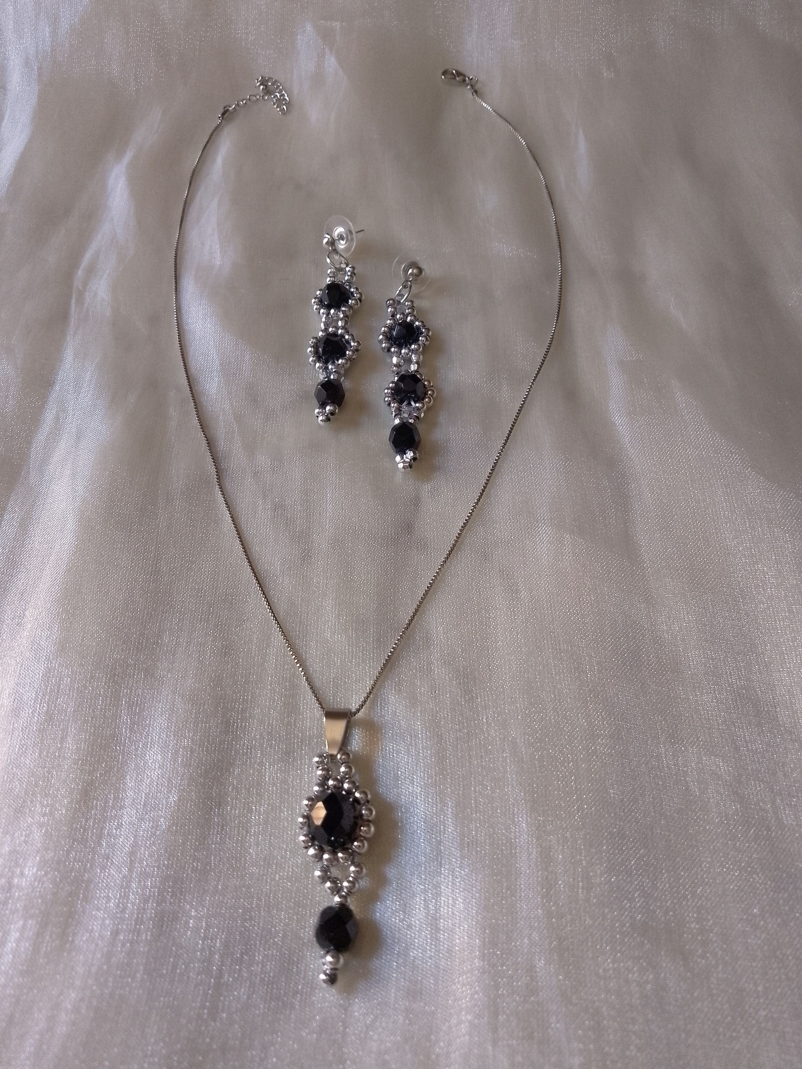 Handmade Necklace Black Pendant Earrings Tourmaline Gemstones Size ONE SIZE - 2 Thumbnail