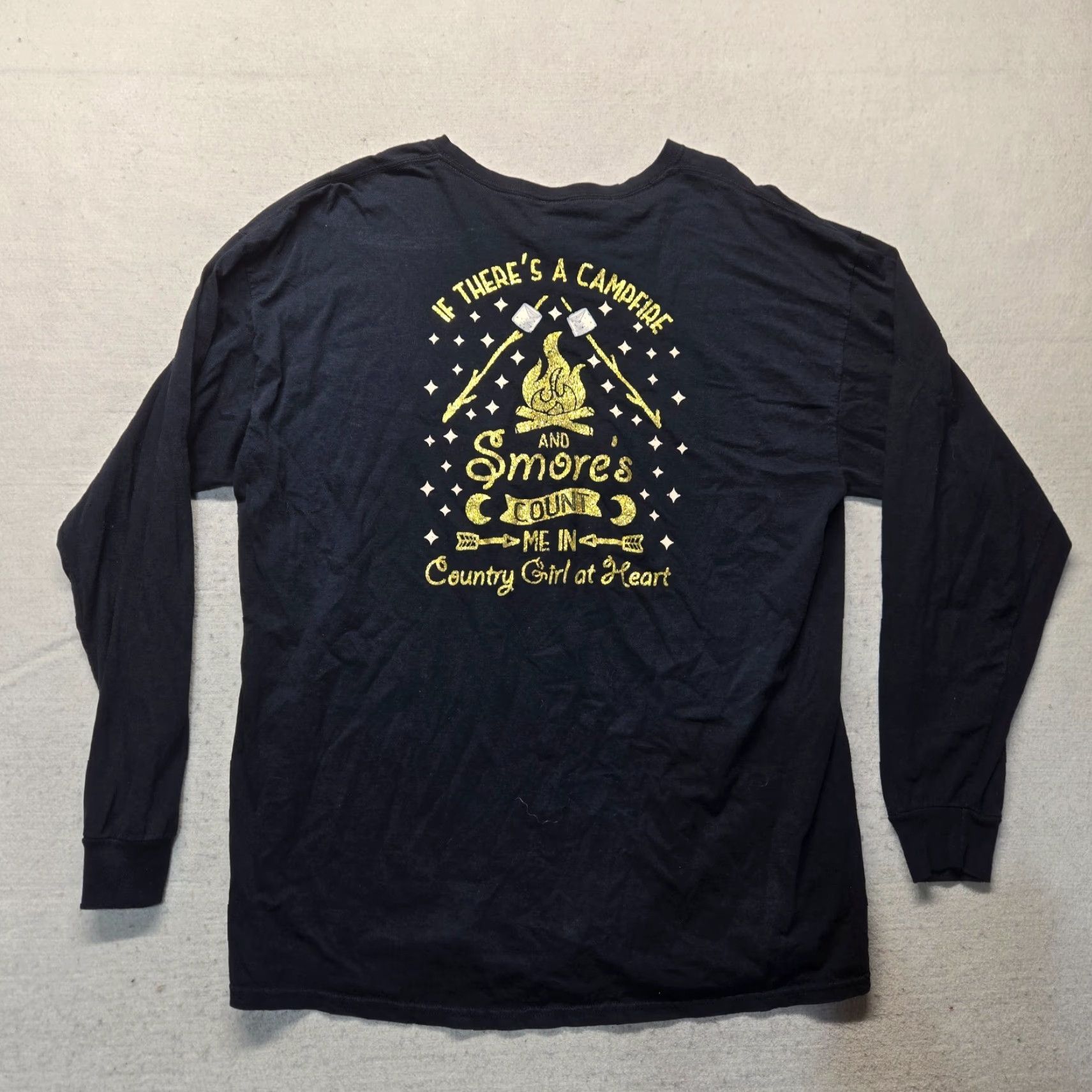 Vintage Southern Yall Campfire Smores Country Girl Long Sleeve Black T-Shirt Women's XL Size XL / US 12-14 / IT 48-50 - 8 Thumbnail