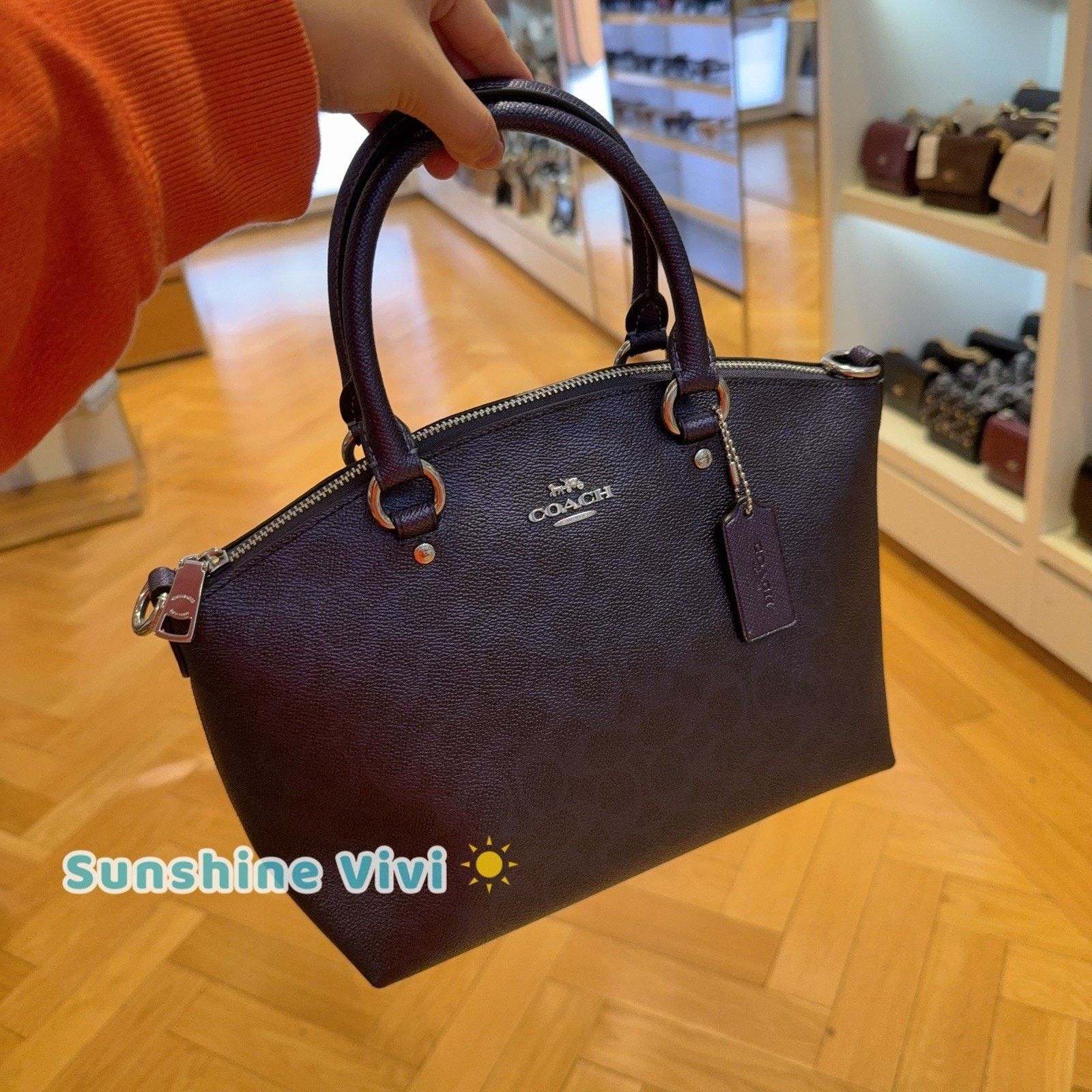 Coach NWT Coach Sadie Satchel Bag Dark Wine CCM71, Blue Navy Size ONE SIZE - 3 Thumbnail