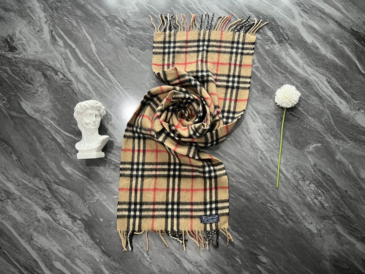 image of Burberry : Scarf Plaid Tartan Pattern in Brown Tan, Men's