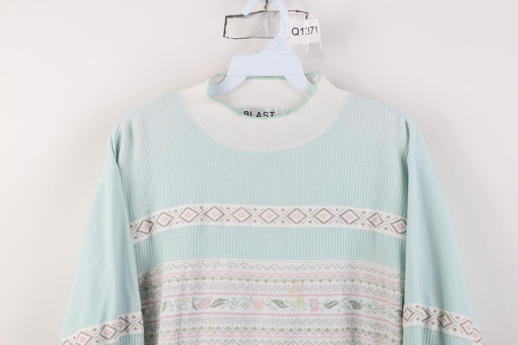 Vintage Vintage 90s Streetwear Fair Isle Mock Neck Sweatshirt Size S / US 4 / IT 40 - 2 Thumbnail
