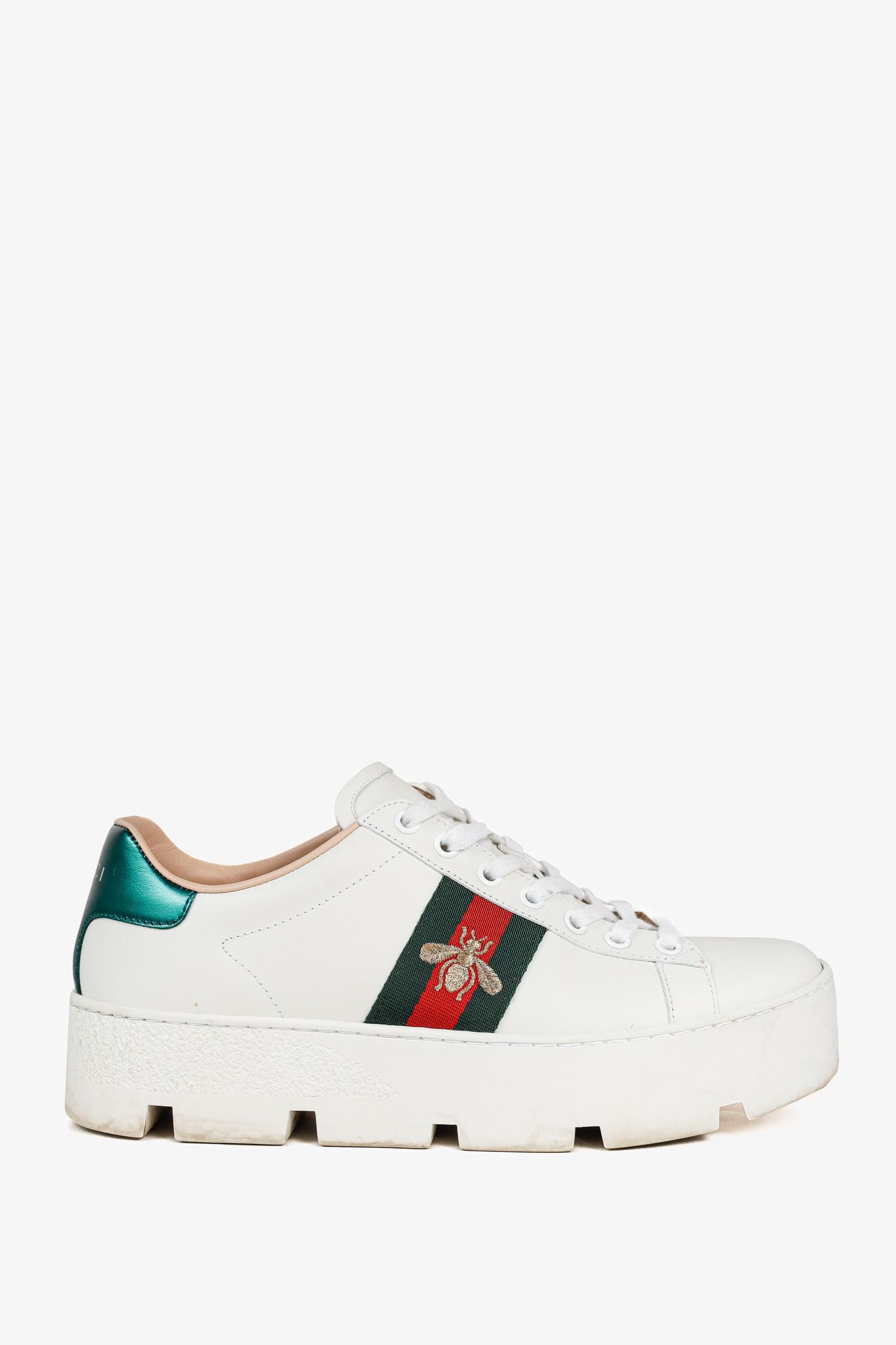 Gucci Gucci Ace White Leather Platform Sneakers Size US 7 / IT 37 - 1 Thumbnail