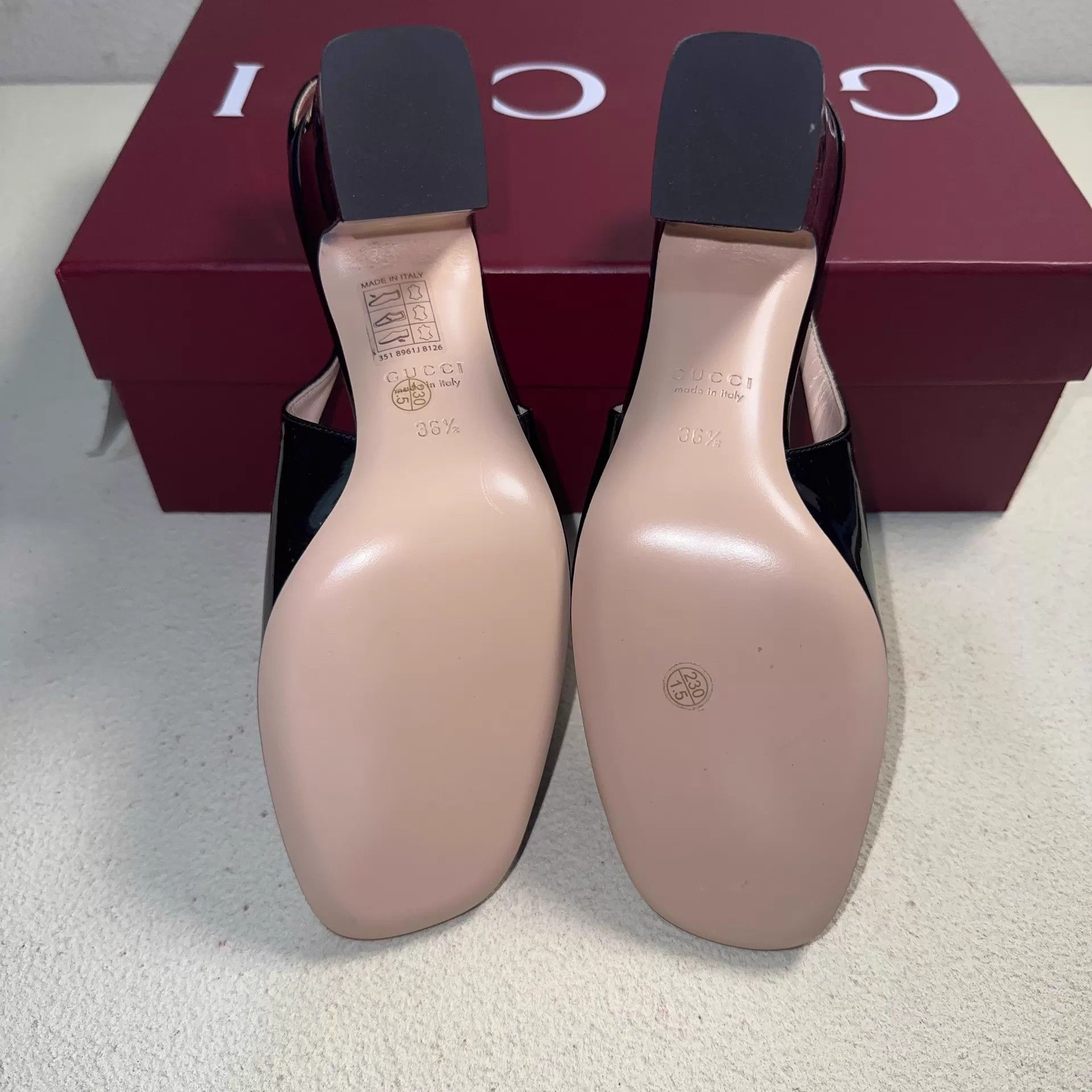 Gucci GUCCI Horsebit Patent Black Round Toe 7.5cm 36.5 Size US 6 / IT 36 - 4 Thumbnail