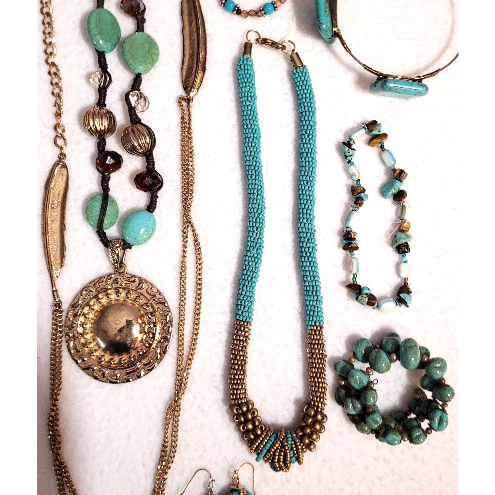 Other Hippie Boho Necklace Bracelet Earrings Lot Faux Turquoise Size ONE SIZE - 8 Thumbnail