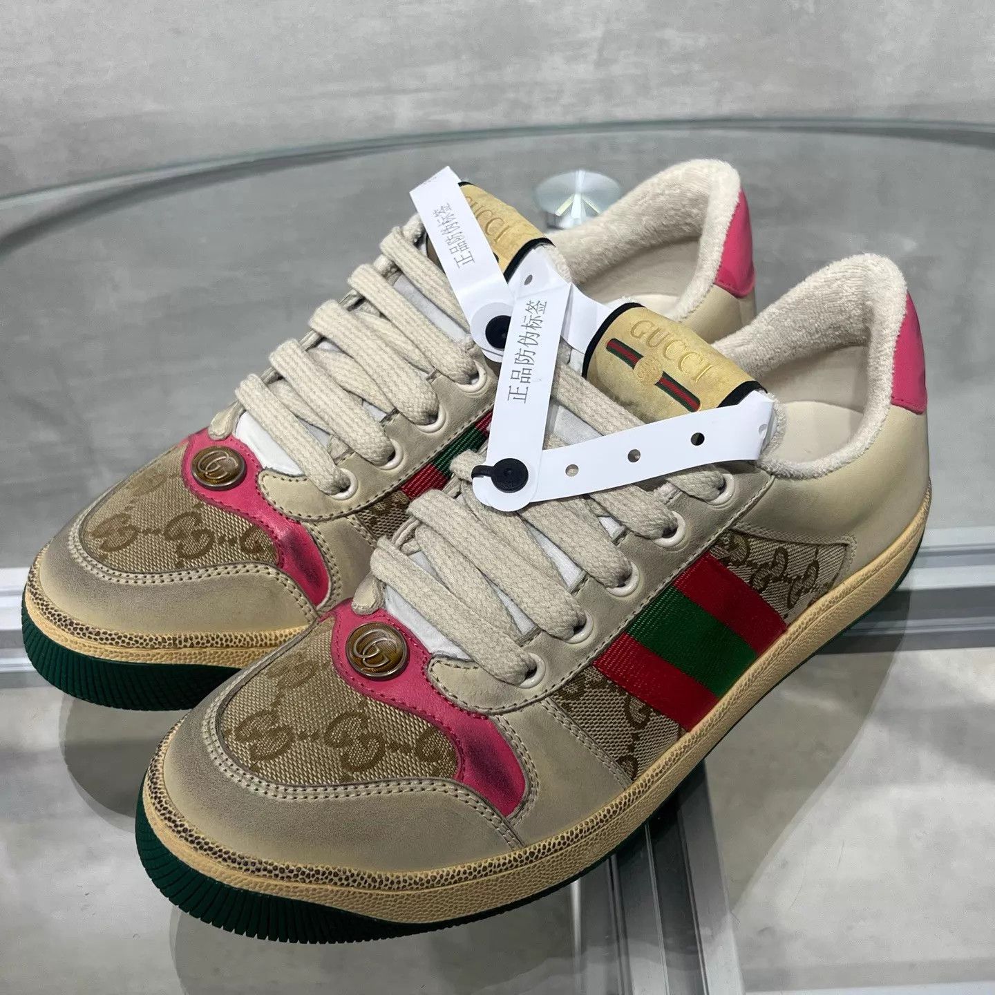 Gucci Gucci pink distressed sneakers EU 37.5 new Size US 7 / IT 37 - 2 Thumbnail
