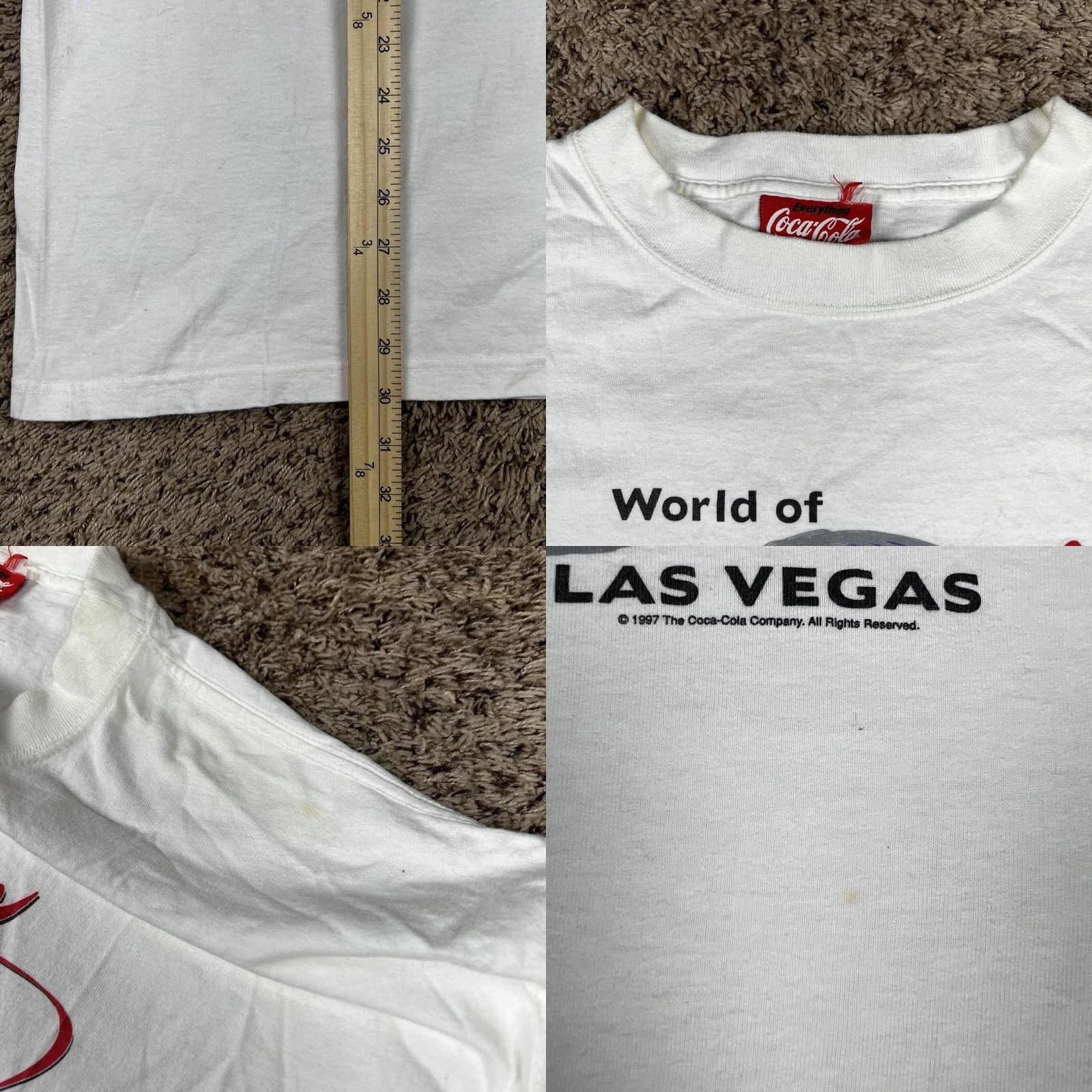 Vintage VINTAGE Coca-Cola World Of Coca Cola Las Vegas White T-Shirt Mens Large 90s Graphic Print Logo USA Decal Shirt Size US L / EU 52-54 / 3 - 8 Thumbnail