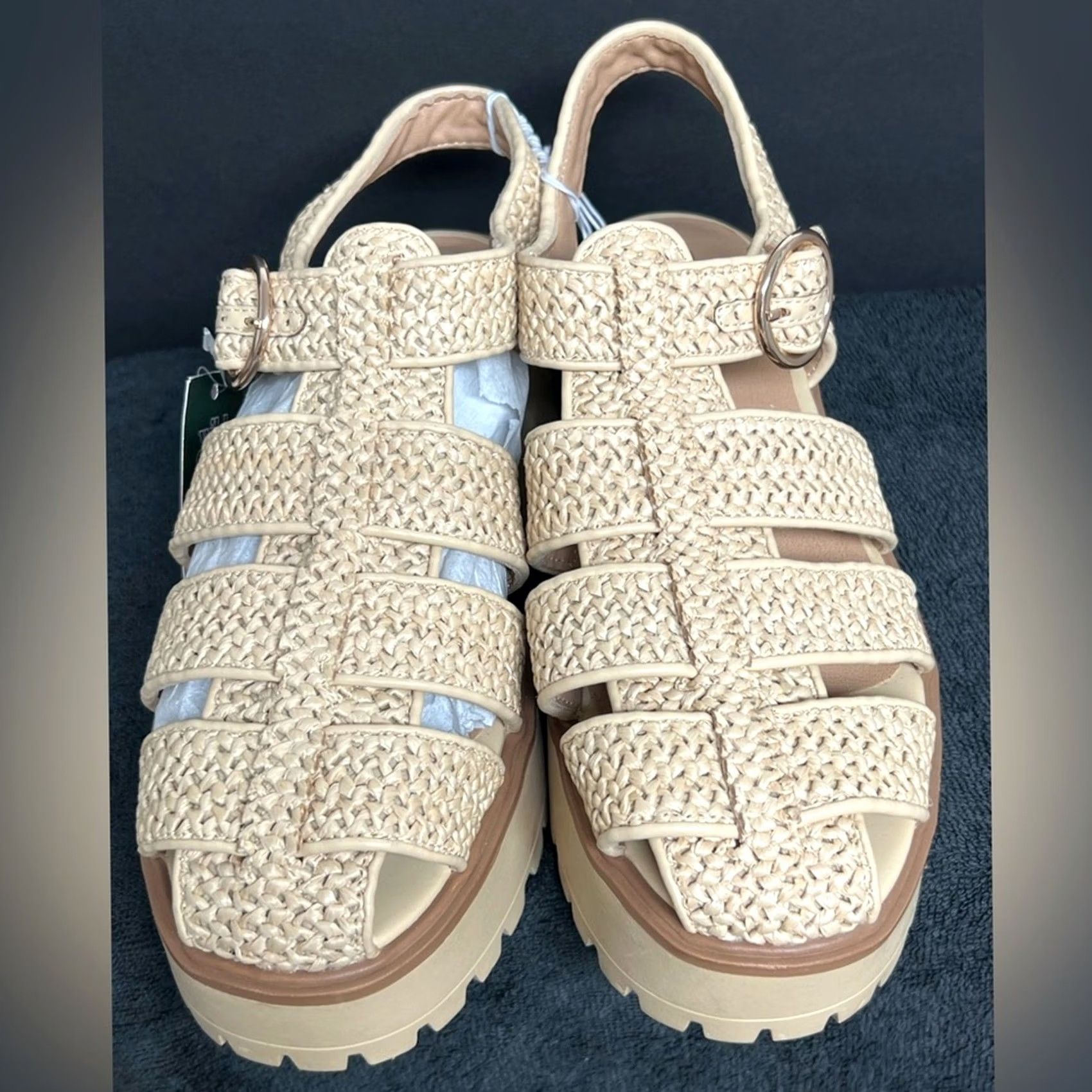 Vintage NWT Wild Fable Elide Raffia Fisherman Platform Heels Sandals Size 11 Size US 11 / IT 41 - 3 Thumbnail