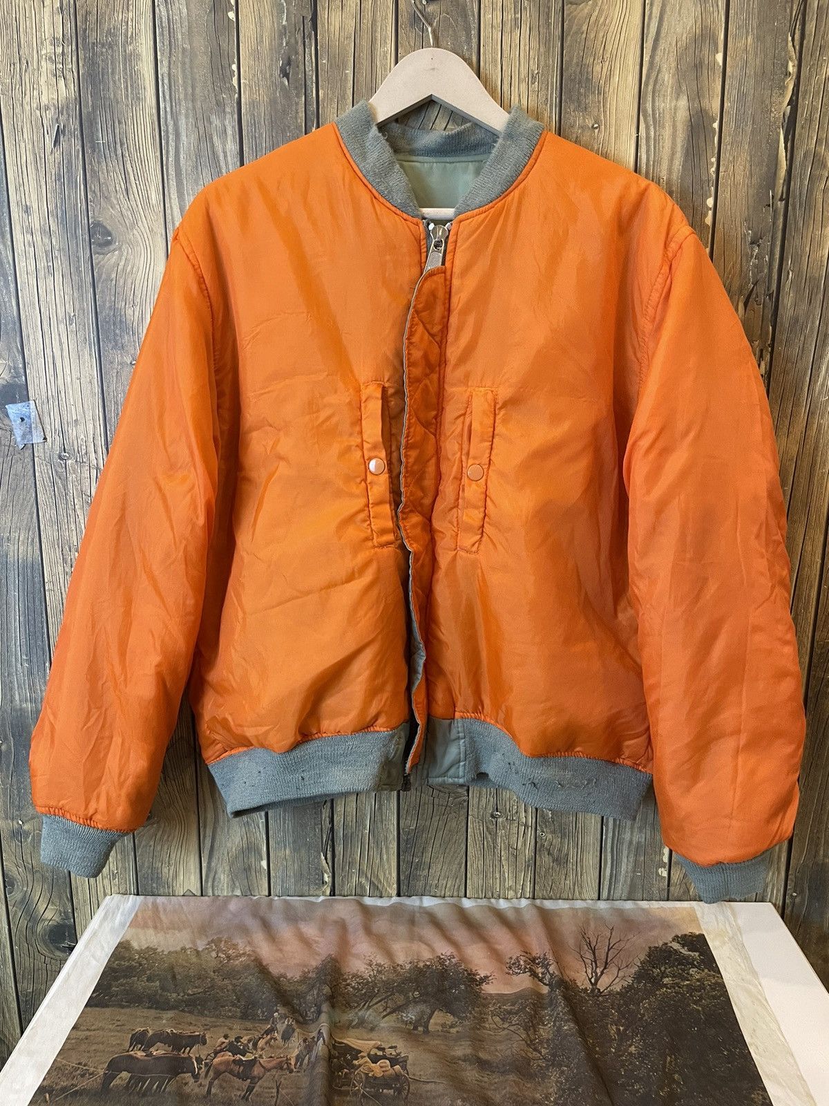 Vintage Flyer man Bomber Jacket RARE REVERSED Size US L / EU 52-54 / 3 - 2 Thumbnail