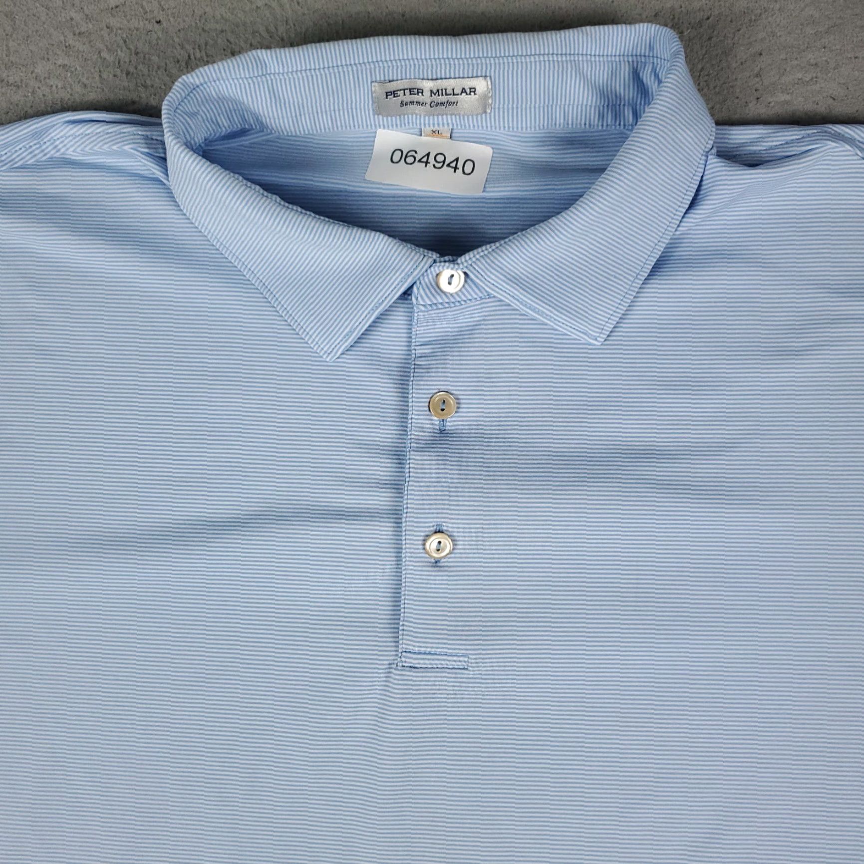 Peter Millar Peter Millar Polo Shirt Mens XL Light Blue Striped Golf Summer Comfort *STAINED* Size US XL / EU 56 / 4 - 2 Thumbnail