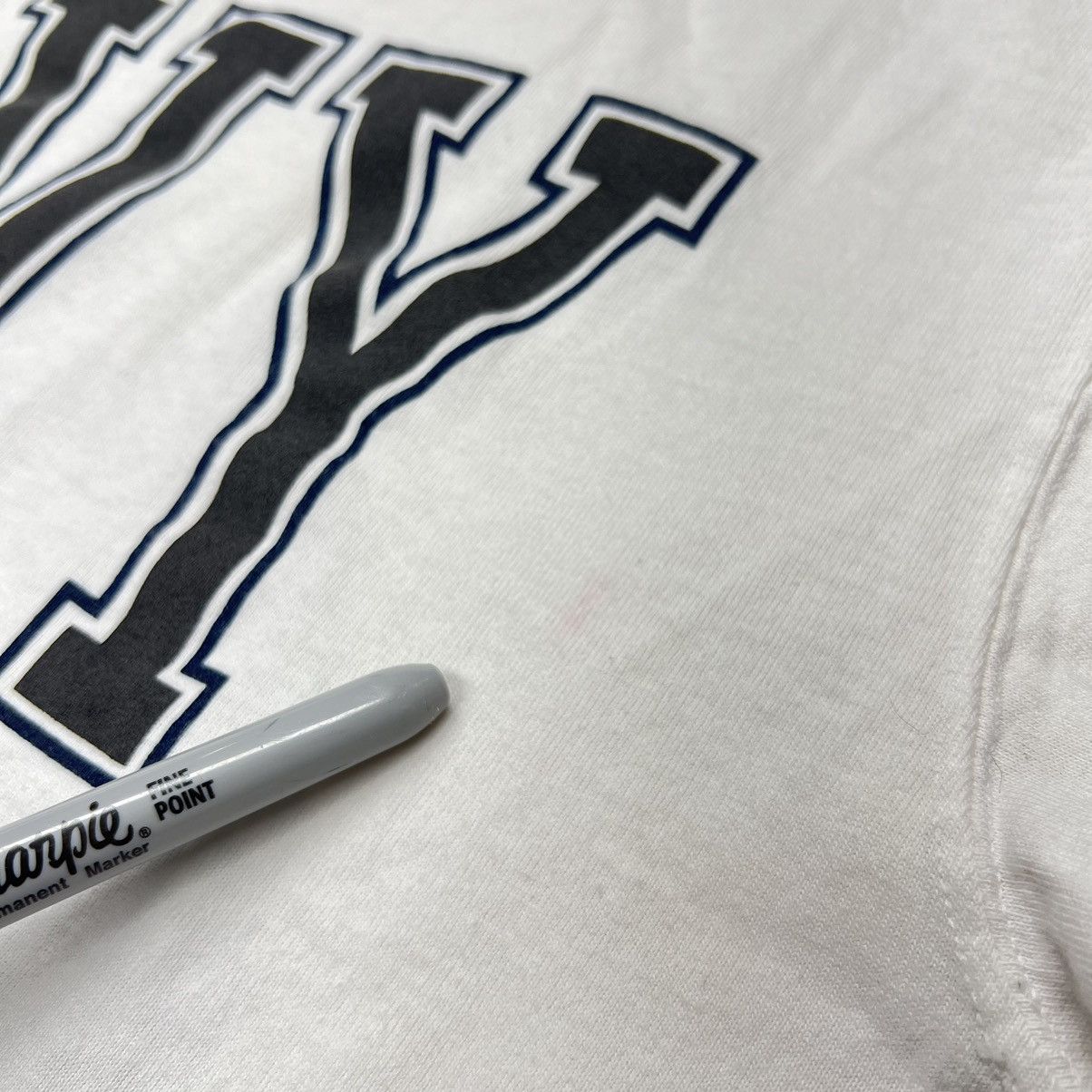 Vintage Navy Tee Shirt White Double Sided Reflective Logo Military Size US M / EU 48-50 / 2 - 15 Thumbnail