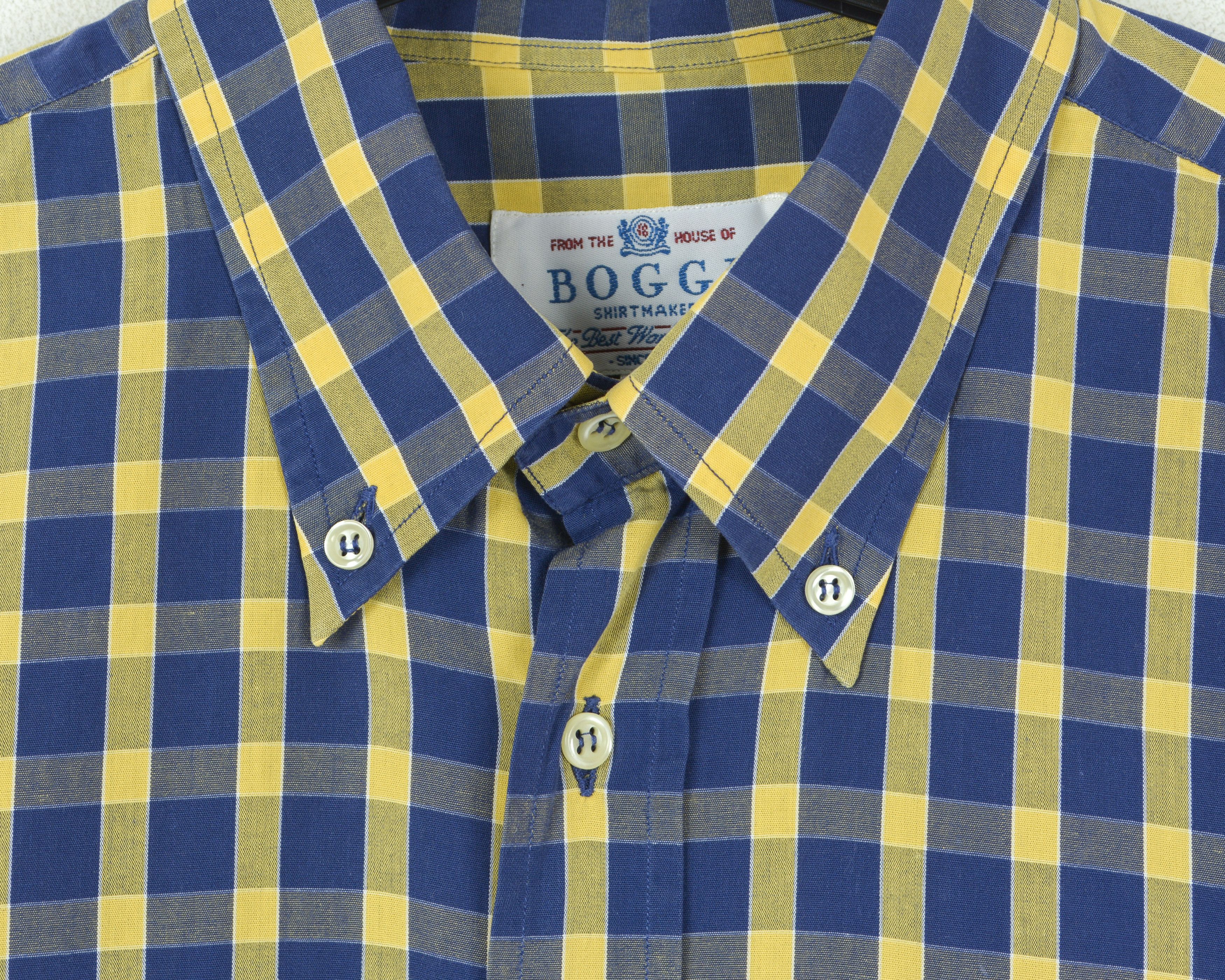Boggi BOGGI 16 1/2" Size 42 Formal Shirt Check Plaid Cotton Casua Size 42R - 3 Thumbnail