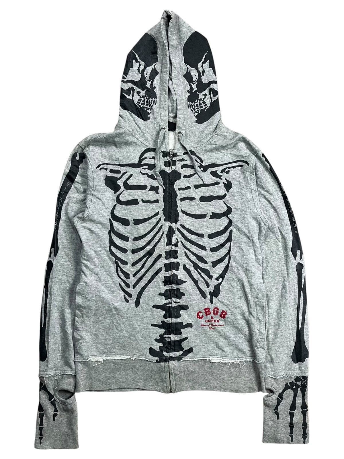 Vintage 1990s CBGB - THUMBHOLE SKELETON ZIP HOODIE Size US L / EU 52-54 / 3 - 10 Thumbnail
