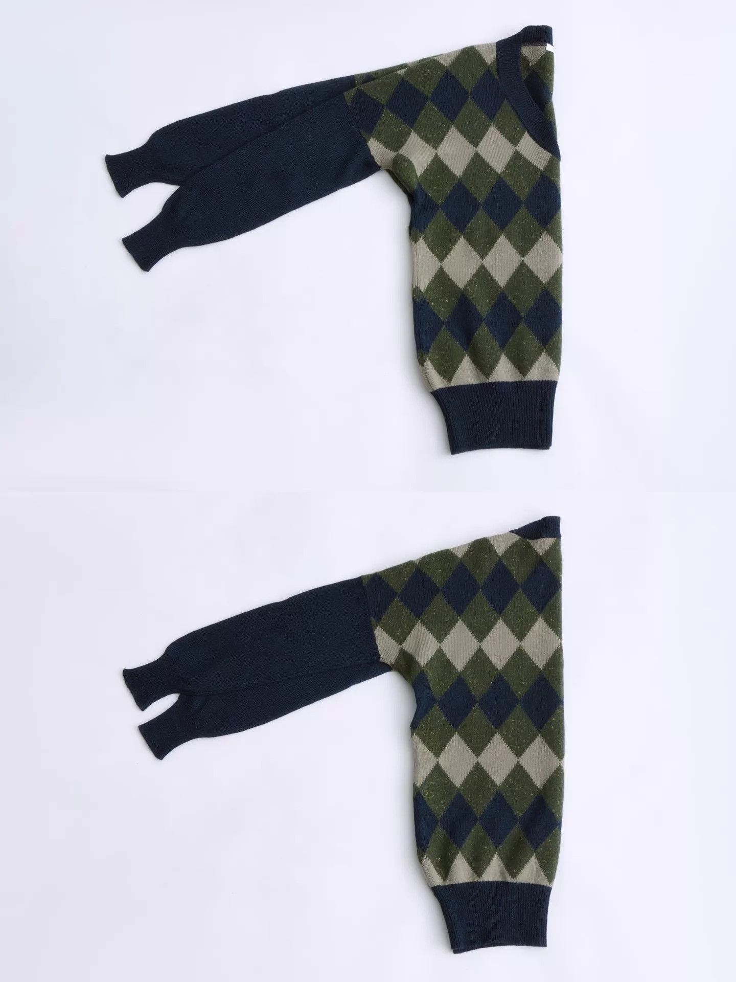 Chloe CHLOE ARGYLE V-NECK KNIT SWEATER MILITARY/NAVY/BEIGE Size XS / US 0-2 / IT 36-38 - 7 Thumbnail