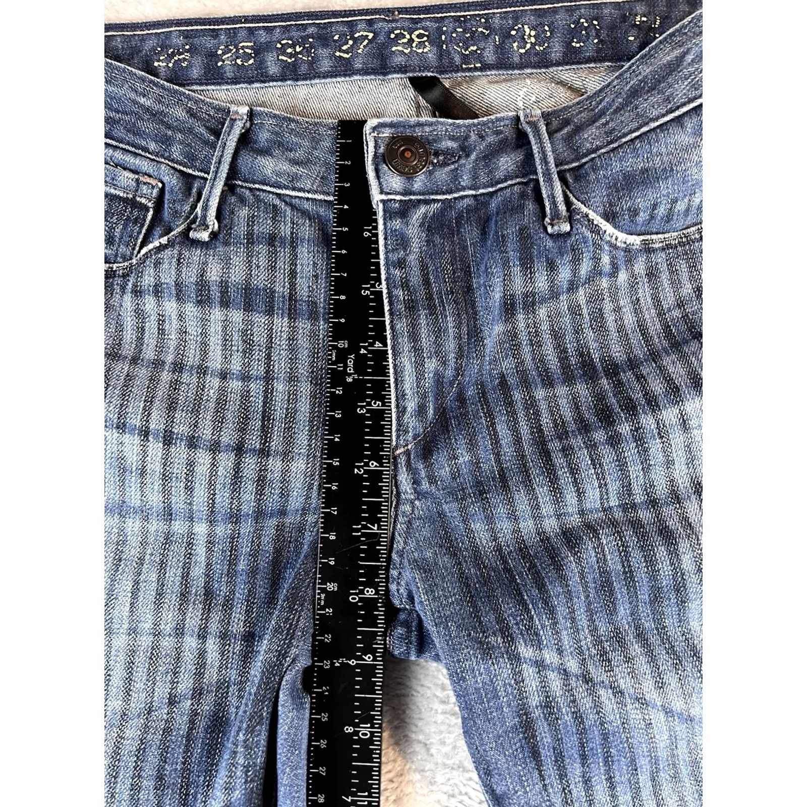 Vintage VTG Earnest Sewn Jeans Womens 30 Blue Striped Straight Denim 5-Pocket USA Y2K RARE Jeans Women Size 30" / US 8 / IT 44 - 5 Thumbnail