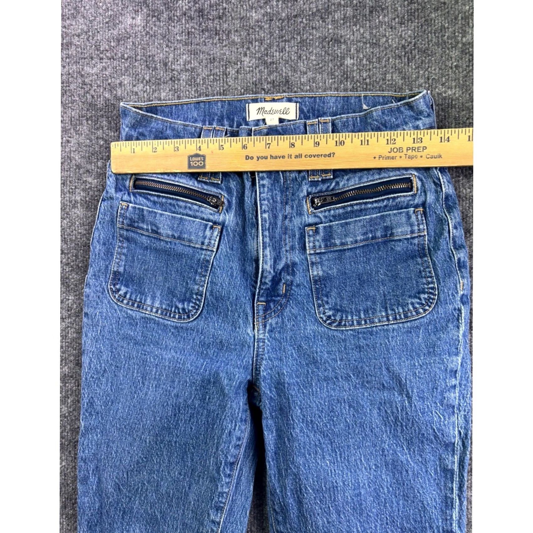 Madewell Madewell Jeans Womens 27 Blue High Rise Zipper Pocket Straight Flare Denim Size 27" / US 4 / IT 40 - 3 Thumbnail