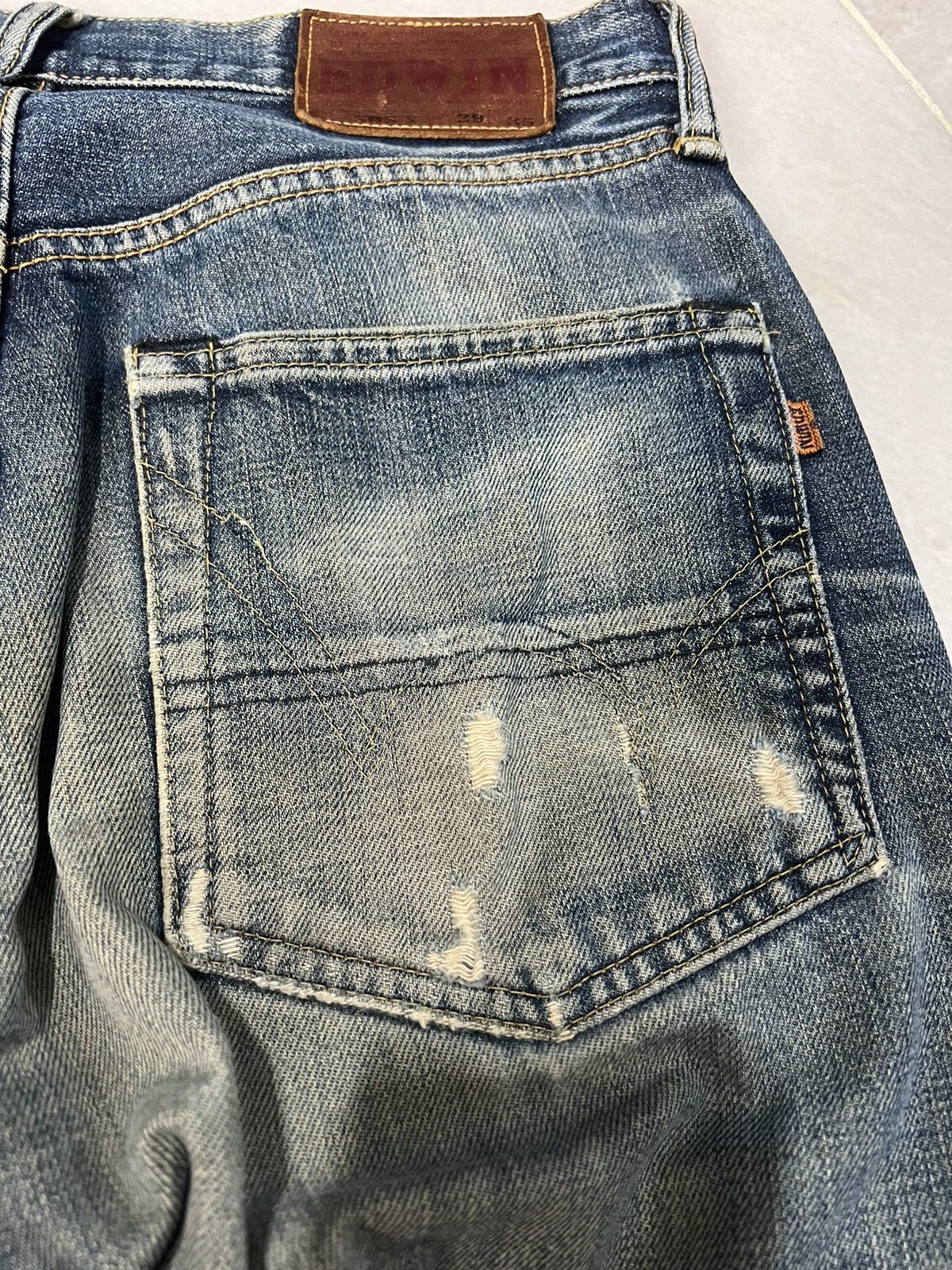 Edwin 💥INSANE💥 Vintage 90’s Edwin 505x Distressed Selvedge Jeans Size US 28 / EU 44 - 14 Thumbnail