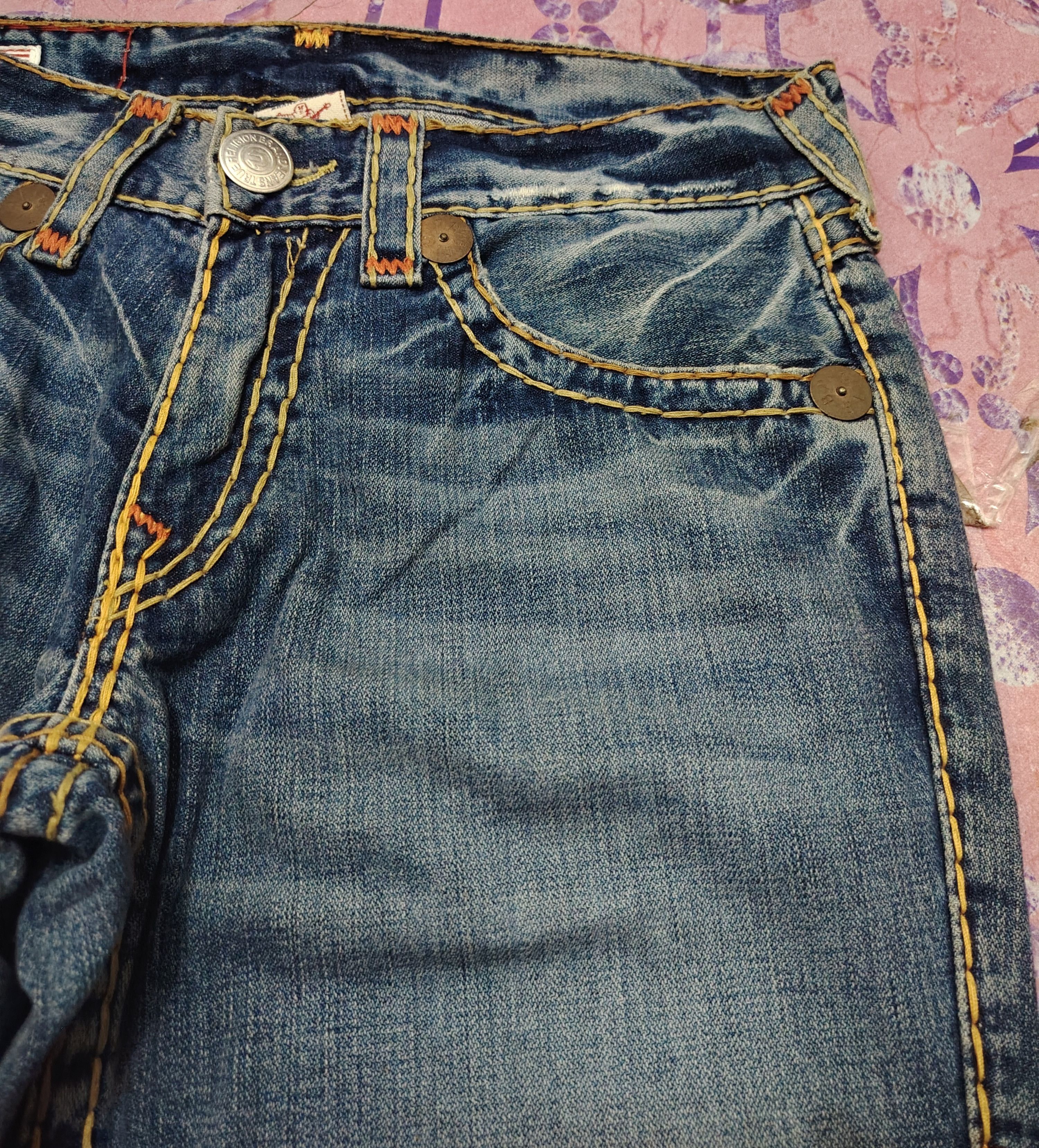 True Religion True Religion Jeans Orange Stitch Joey Super T Denim Flared Size US 31 - 7 Thumbnail