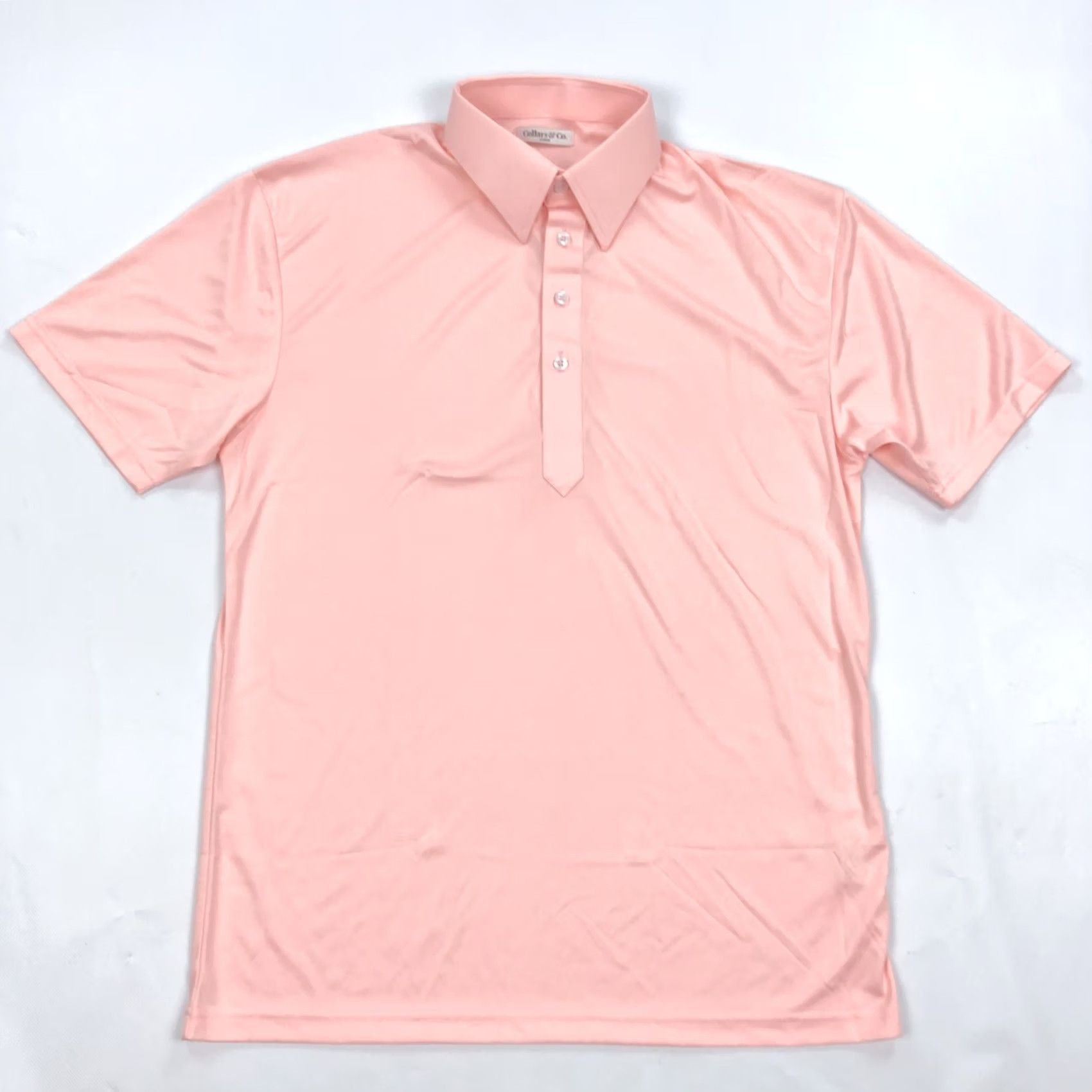 Vintage Collars & Co. Pink Polo Dress Shirt - Large Men's - 100% Polyester - Breathable Knit - Regular Fit Size 42R - 2 Thumbnail