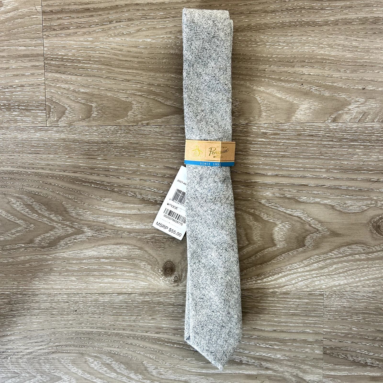 Original Penguin NWT Men's Penguin gray knit skinny neck tie Size ONE SIZE - 1 Thumbnail