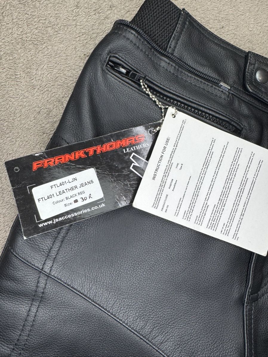 Genuine Leather Frank Thomas Y2K jeans leather moto pants ysl balmain Size US 30 / EU 46 - 5 Thumbnail