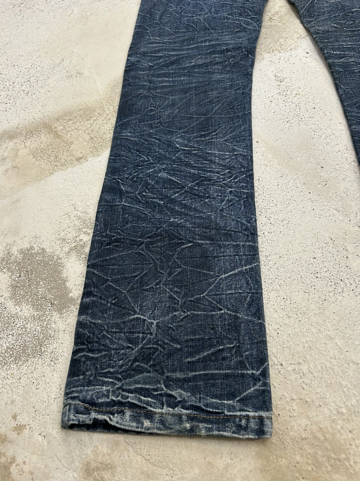 Tornado Mart Lowbox Whiskered Distressed Straight Leg Denim Fade Wash Size US 31 - 15 Thumbnail