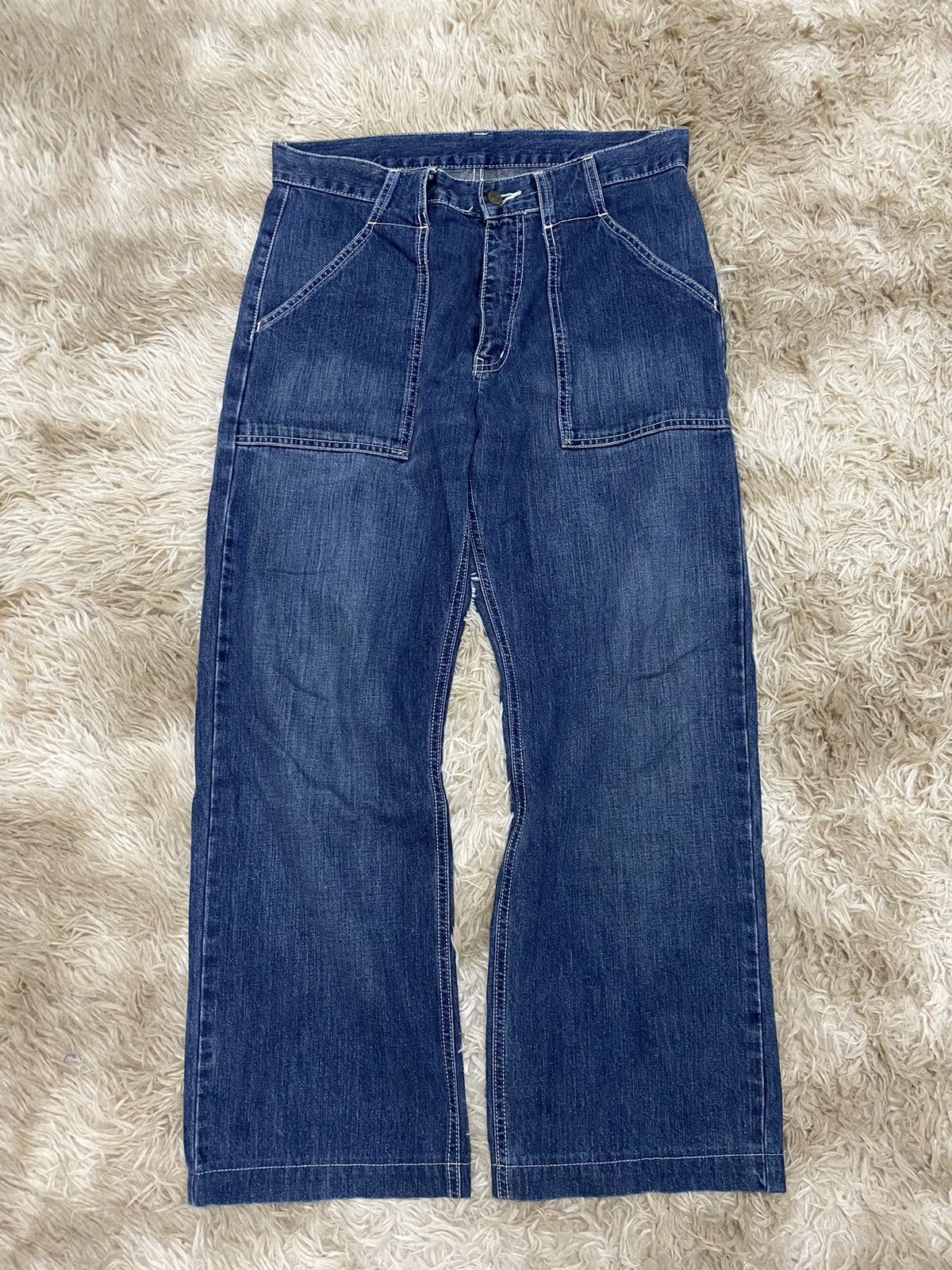 image of Distressed Denim x Uniqlo (S9)baggy Uniqlo Jeans in Navy, Men's (Size 33)