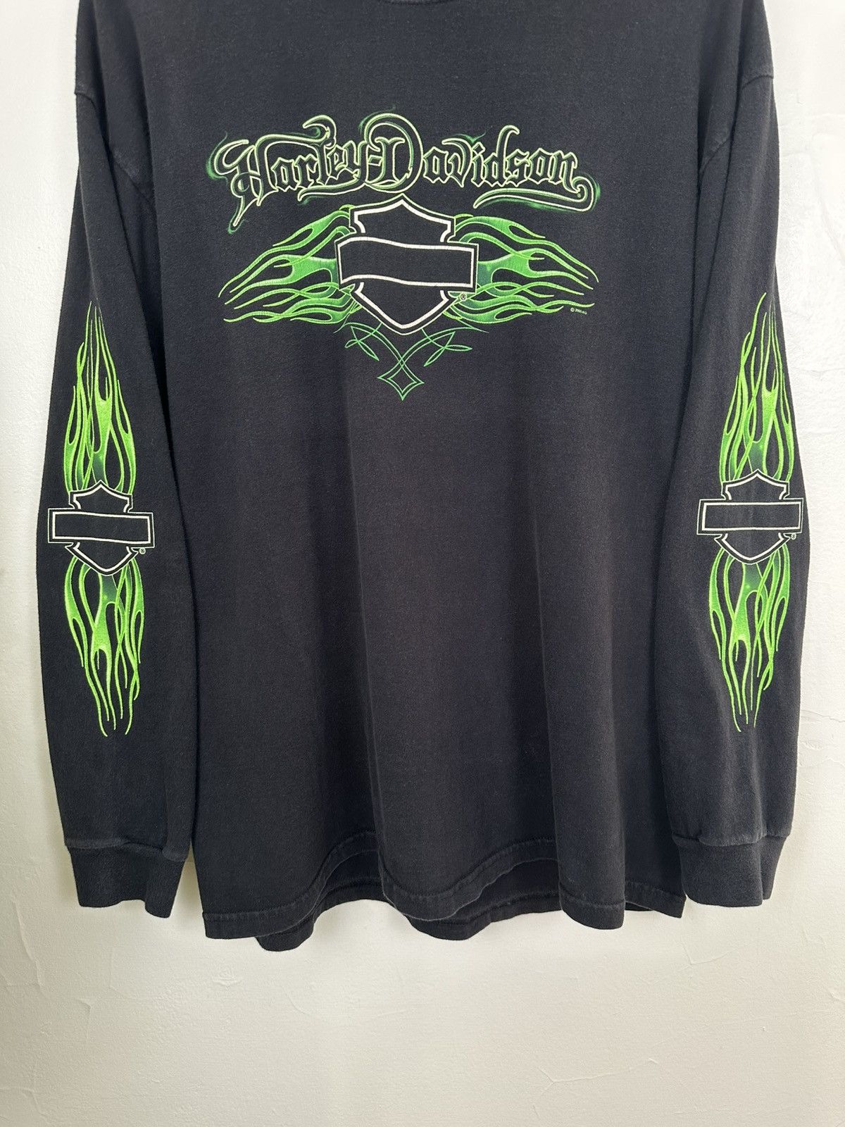 Harley Davidson × Vintage (XL) SICK GREEN FLAMES Harley Davidson Longsleeve Tee Size US XL / EU 56 / 4 - 5 Thumbnail