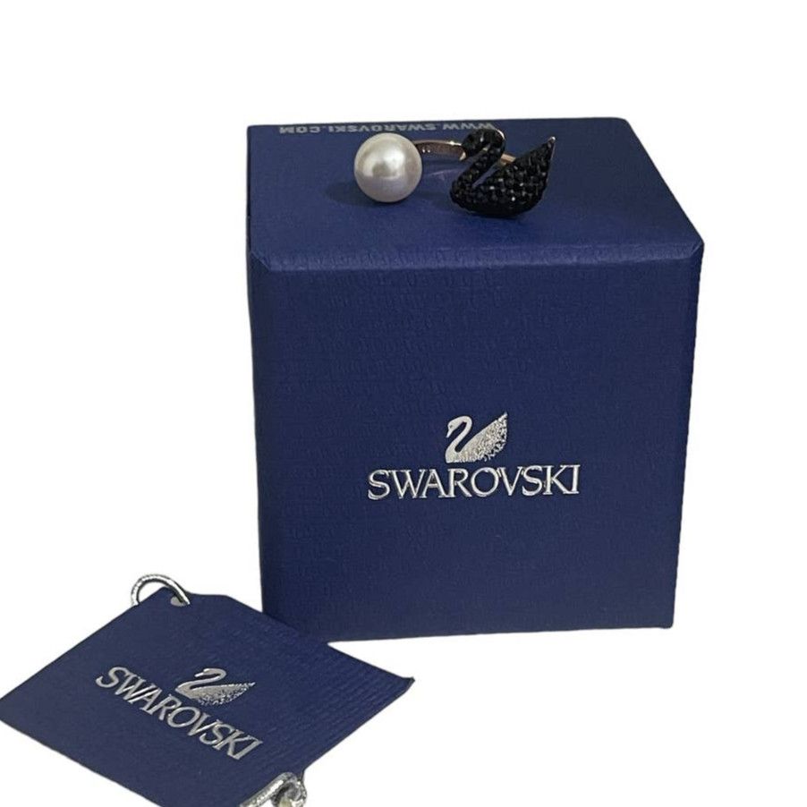 Swarovski Swarovski Iconic Swan Ring Jet/Ros Size USA 4 / EUR 48 New ...
