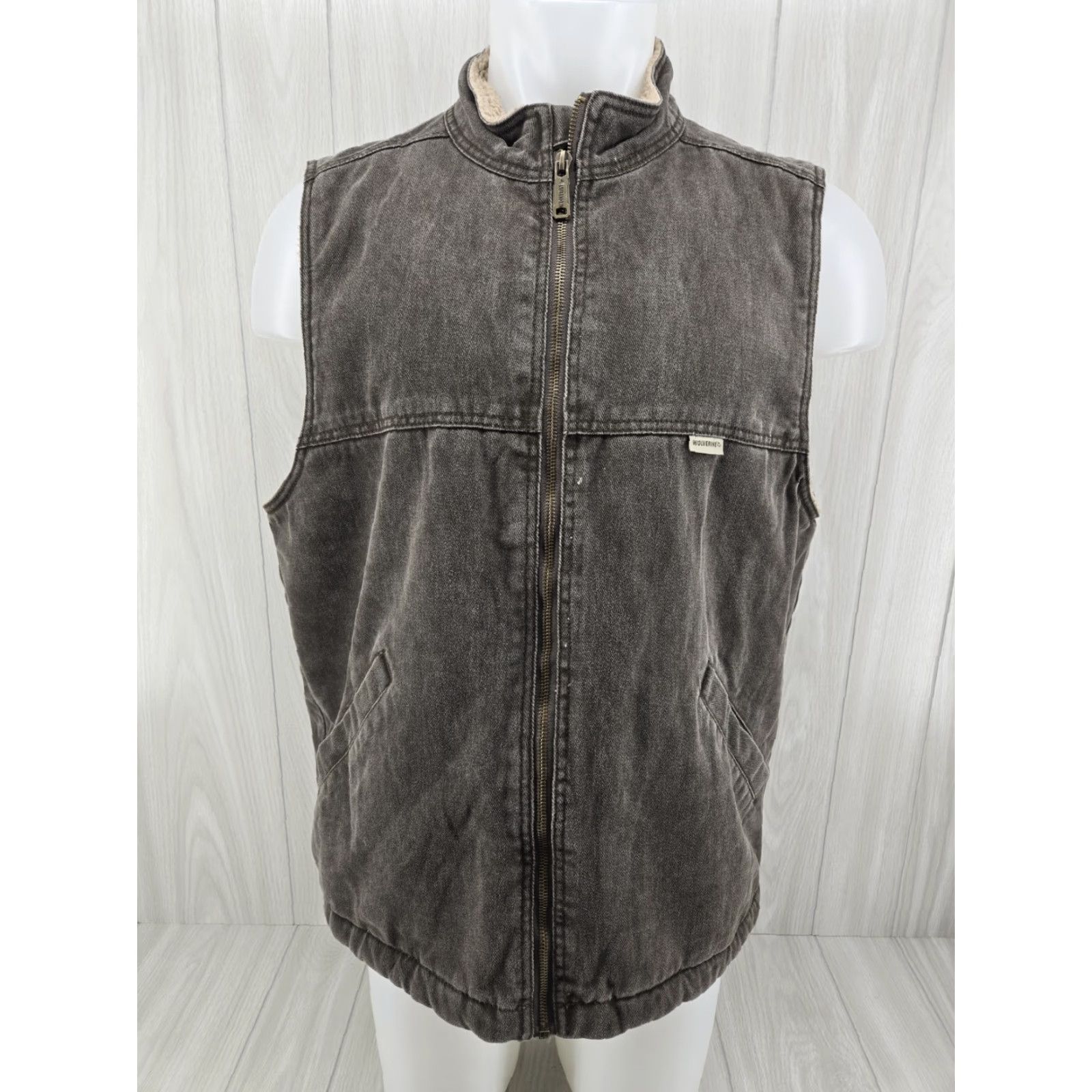 Vintage VINTAGE Wolverine Men's Large Brown Fleece Lined Canvas Work Vest Size US L / EU 52-54 / 3 - 2 Thumbnail