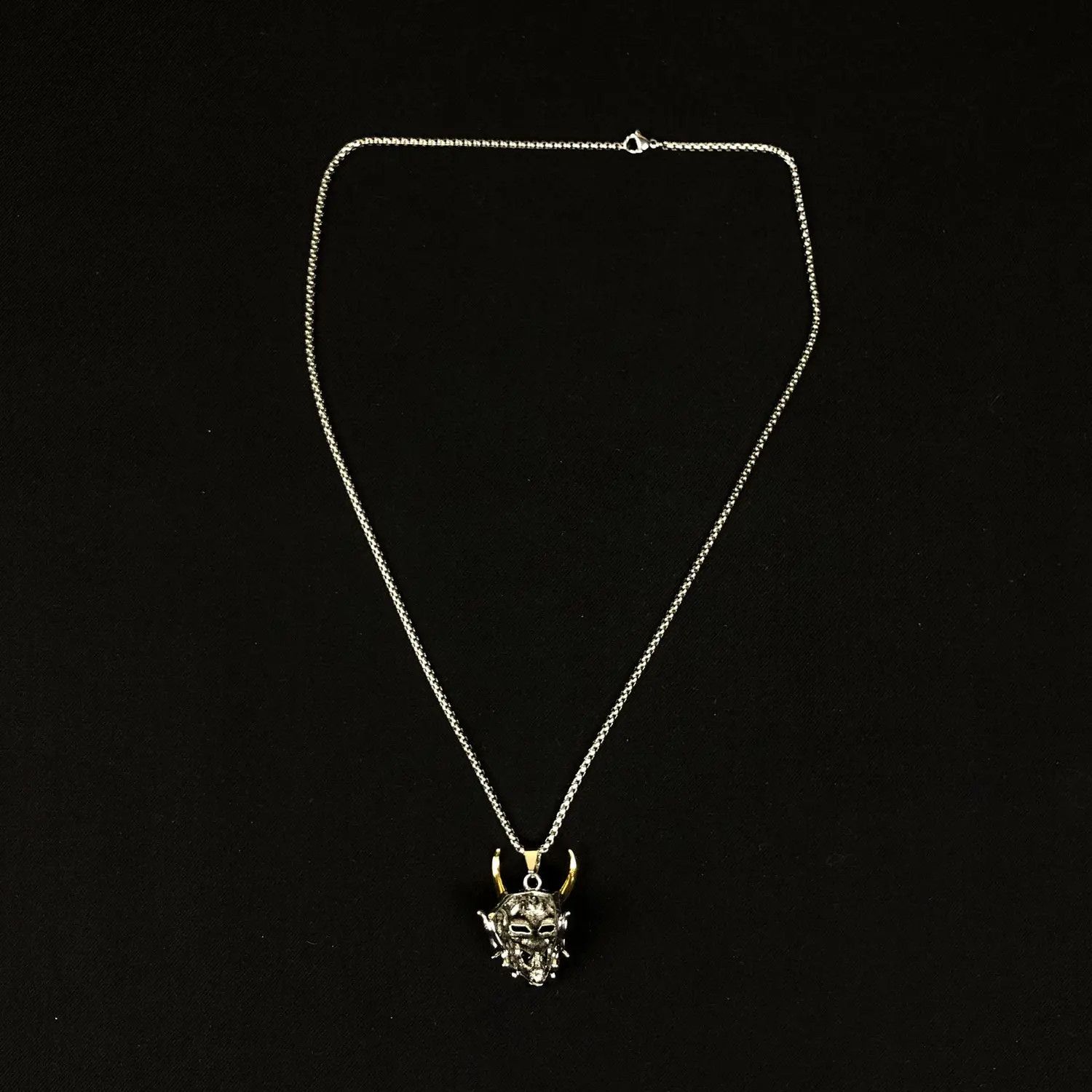 Jewelry Demon Pendant Necklace Punk Chain Size ONE SIZE - 4 Thumbnail