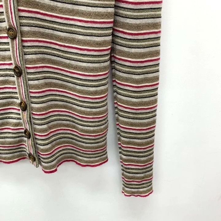 Brunello Cucinelli Brunello Cucinelli Striped Wool V-Neck Cardigan Size US L / EU 52-54 / 3 - 4 Thumbnail