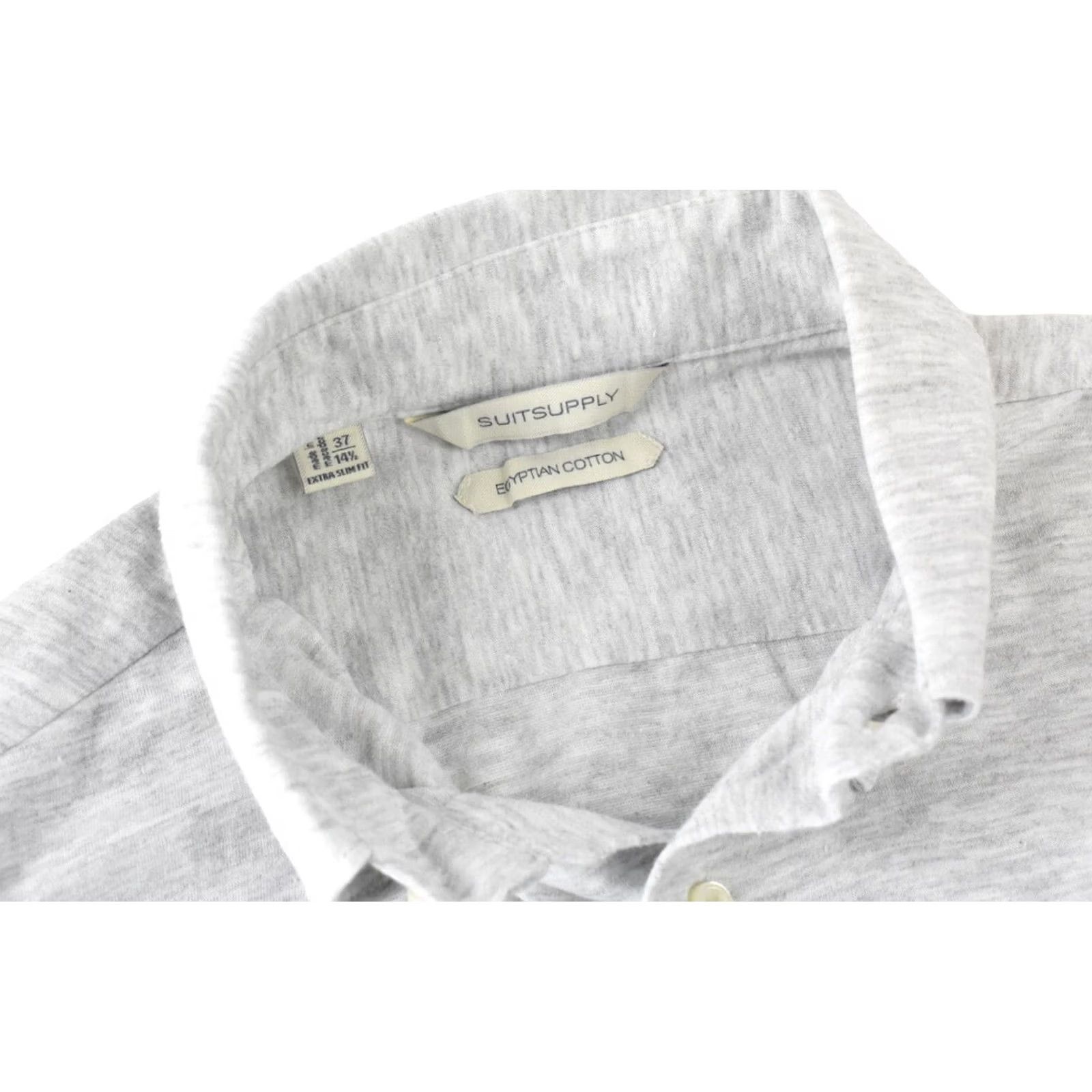 Suitsupply SUITSUPPLY Shirt Men Extra Slim Egyptian Cotton Washed Button Up Grey 37 Size 36R - 4 Thumbnail