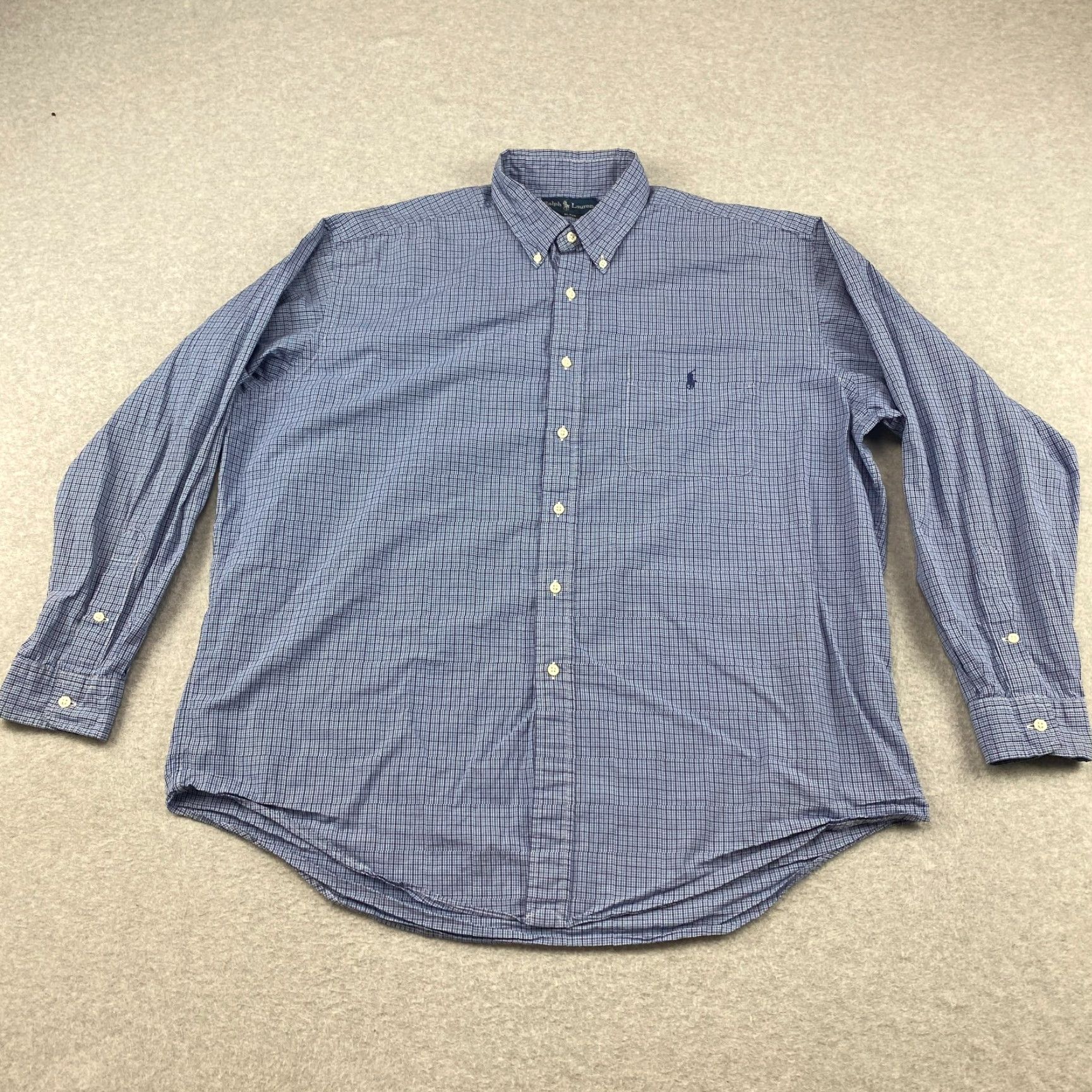 Ralph Lauren Ralph Lauren Blake Button-Down Shirt Mens XL Blue Check Plaid Long Sleeve Pocket Size US XL / EU 56 / 4 - 2 Thumbnail