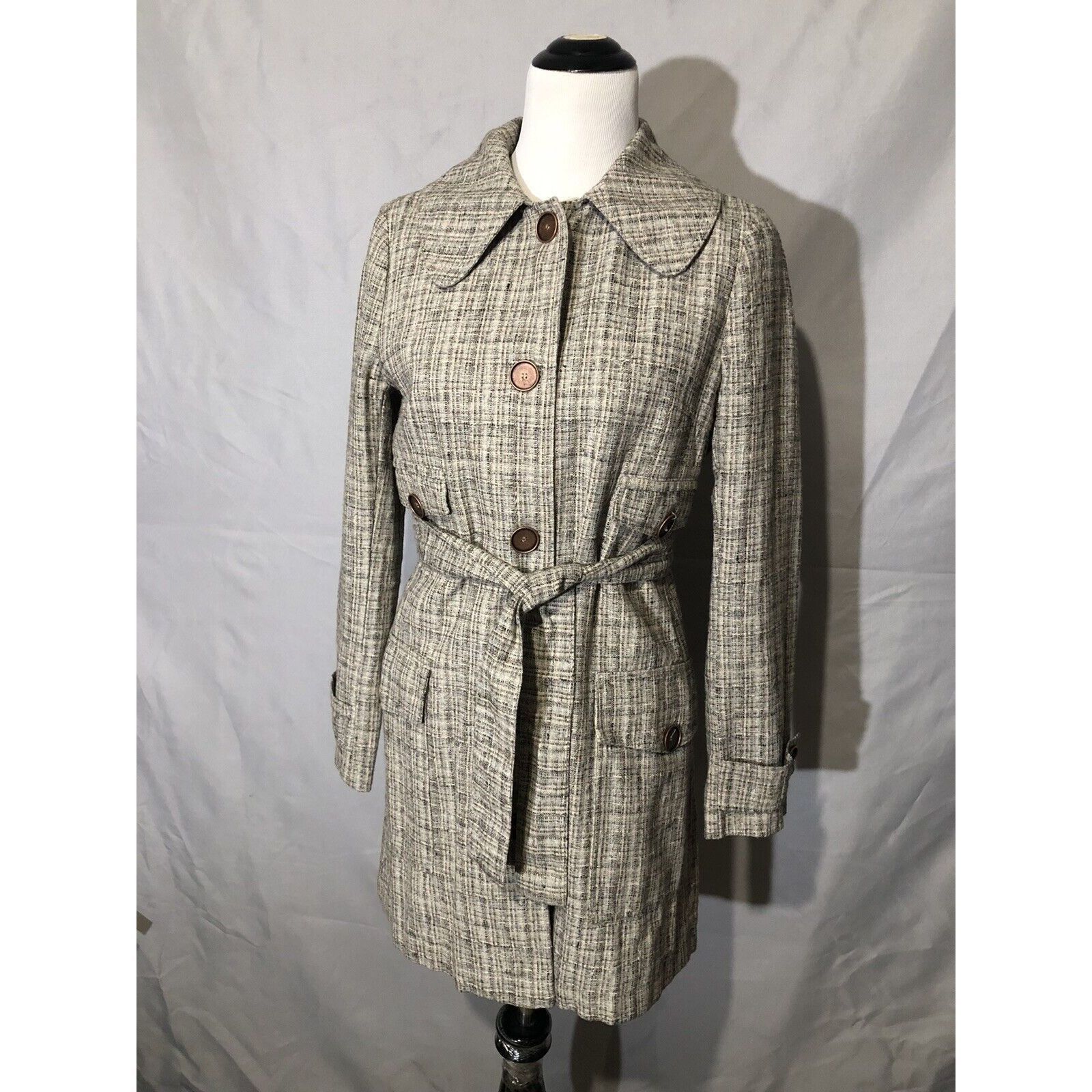 Patrizia Pepe Patrizia Pepe Beige/Brown Coat Cotton Blend Belted Size 44 I Size L / US 10 / IT 46 - 1 Thumbnail