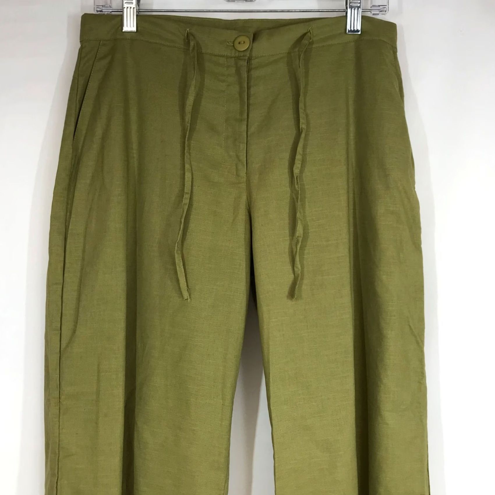 Vintage COCO WOMEN'S GREEN WIDE LEG BELTED PANTS 6 Size 28" / US 6 / IT 42 - 2 Thumbnail